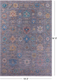 Grey Turkish Oushak Hand Knotted Wool Rug - 10' 2" X 14' 3" - Golden Nile