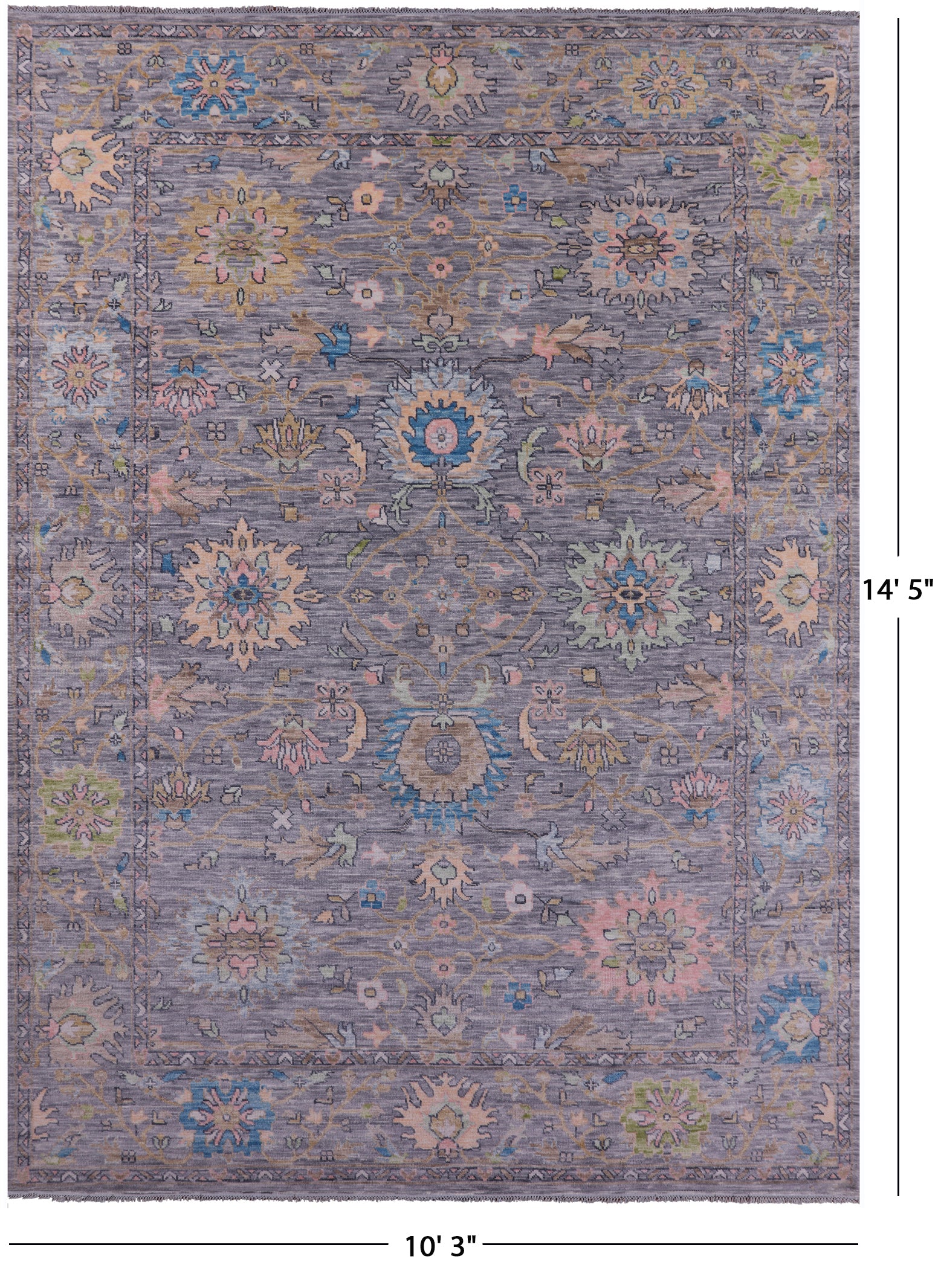 Grey Persian Tabriz Hand Knotted Wool Rug - 10' 3" X 14' 5" - Golden Nile