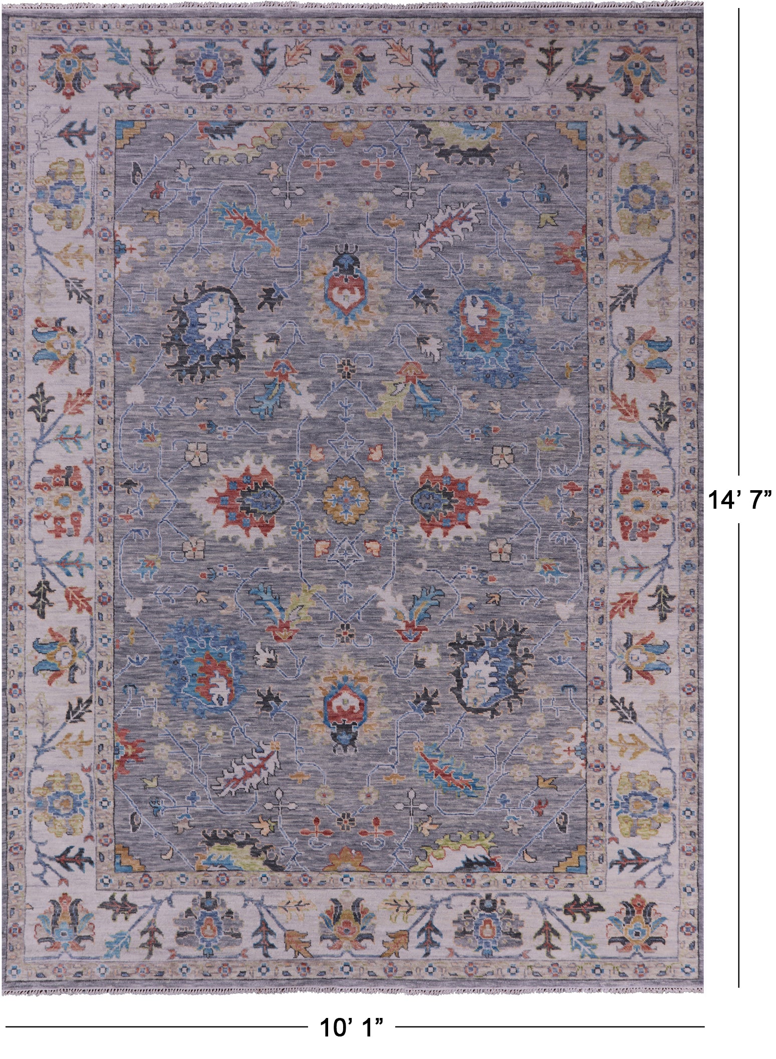 Grey Persian Tabriz Hand Knotted Wool Rug - 10' 1" X 14' 7" - Golden Nile