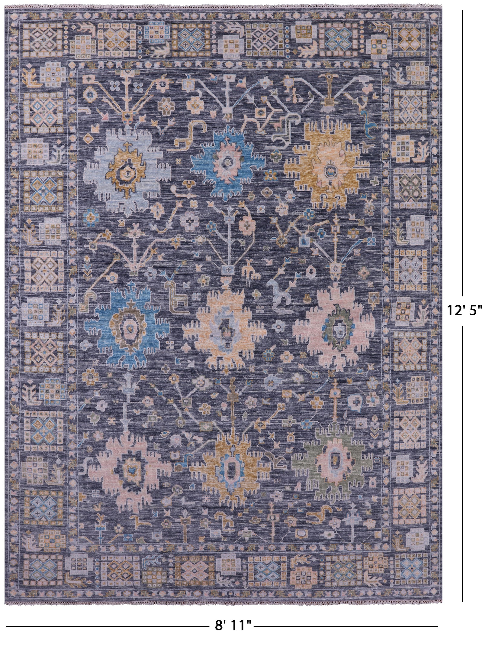 Grey Turkish Oushak Handmade Wool Rug - 8' 11" X 12' 5" - Golden Nile