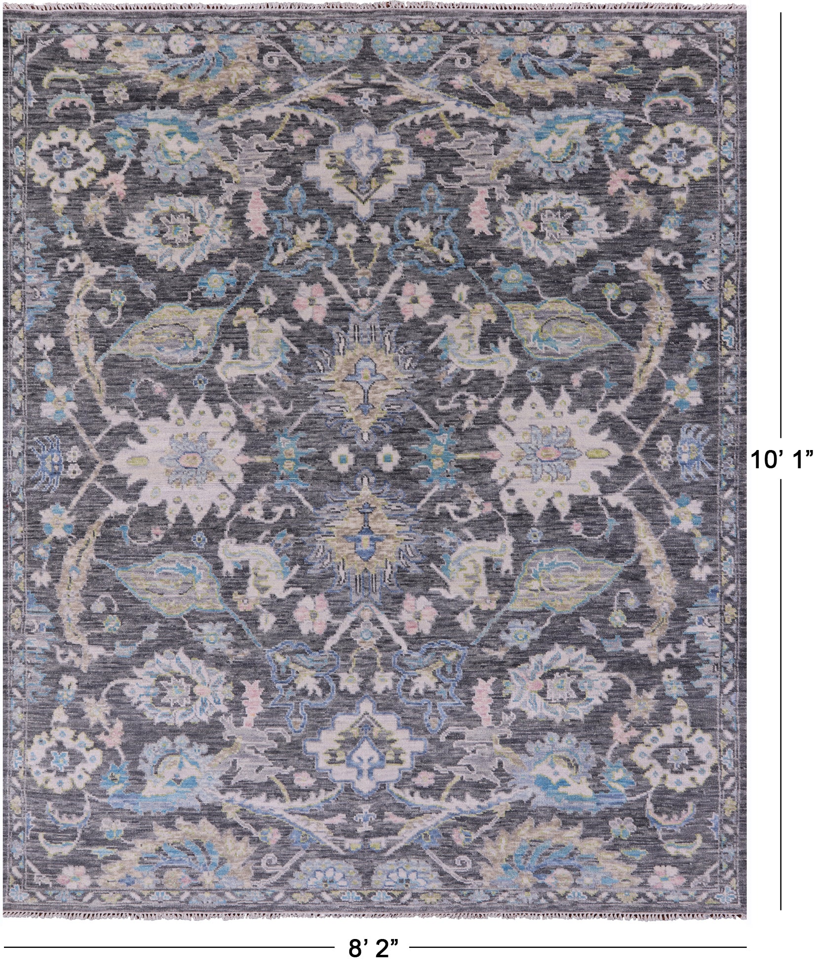 Grey Persian Tabriz Hand Knotted Wool Rug - 8' 2" X 10' 1" - Golden Nile