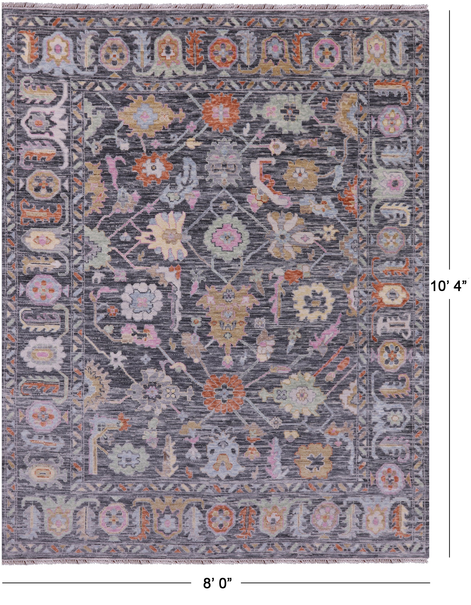 Grey Turkish Oushak Hand Knotted Wool Rug - 8' 0" X 10' 4" - Golden Nile