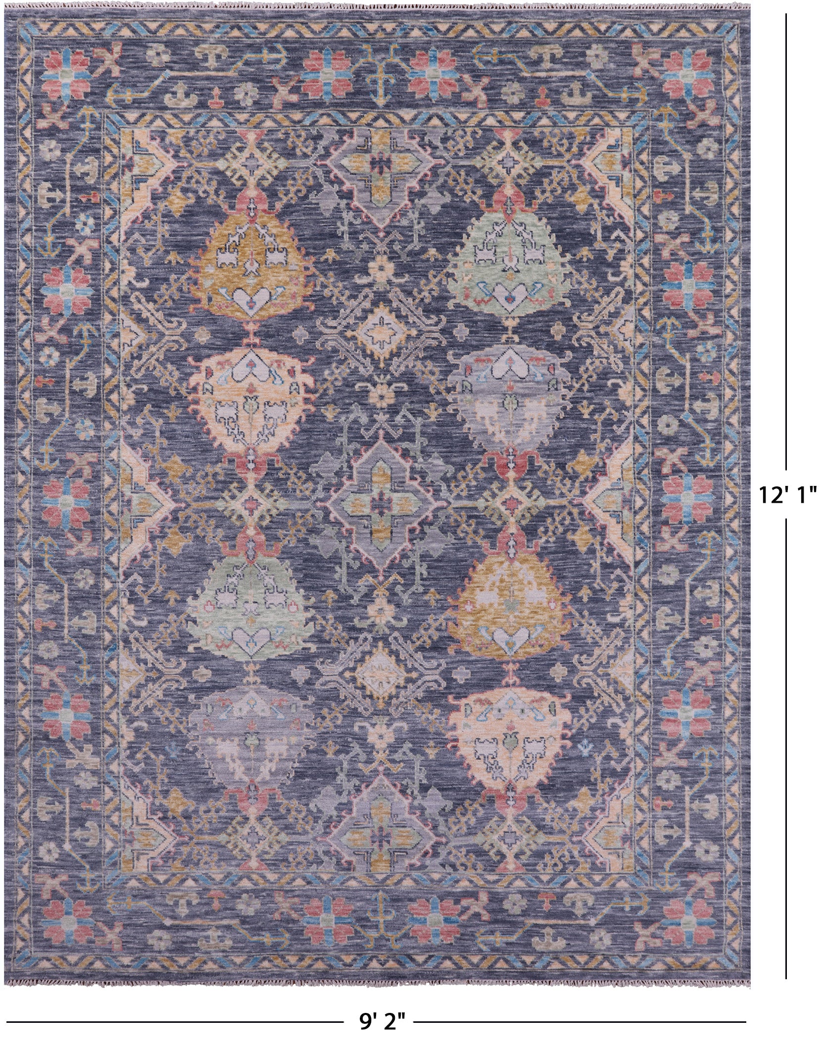 Grey Turkish Oushak Hand Knotted Wool Rug - 9' 2" X 12' 1" - Golden Nile