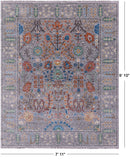 Grey Turkish Oushak Hand Knotted Wool Rug - 7' 11" X 9' 10" - Golden Nile