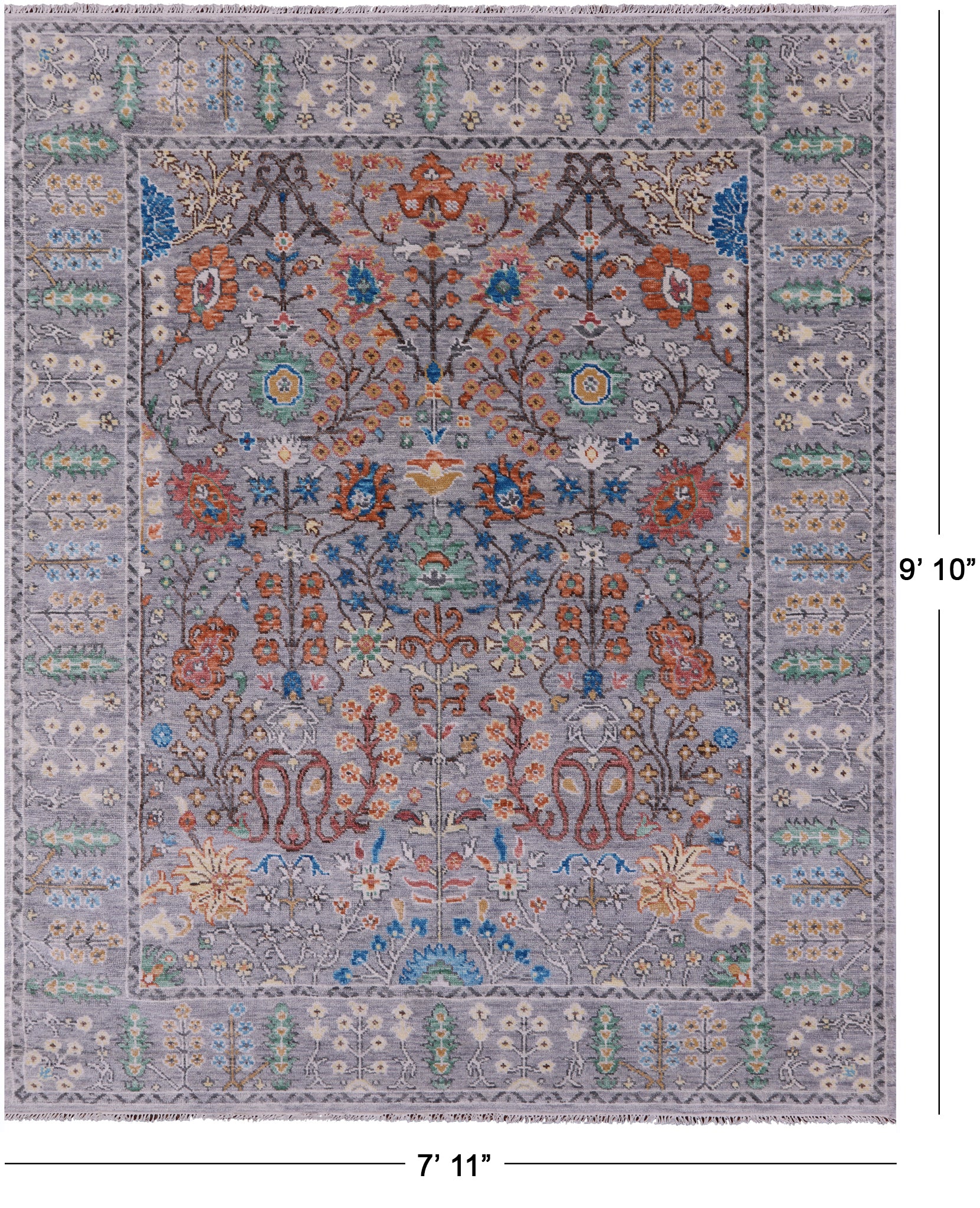 Grey Turkish Oushak Hand Knotted Wool Rug - 7' 11" X 9' 10" - Golden Nile
