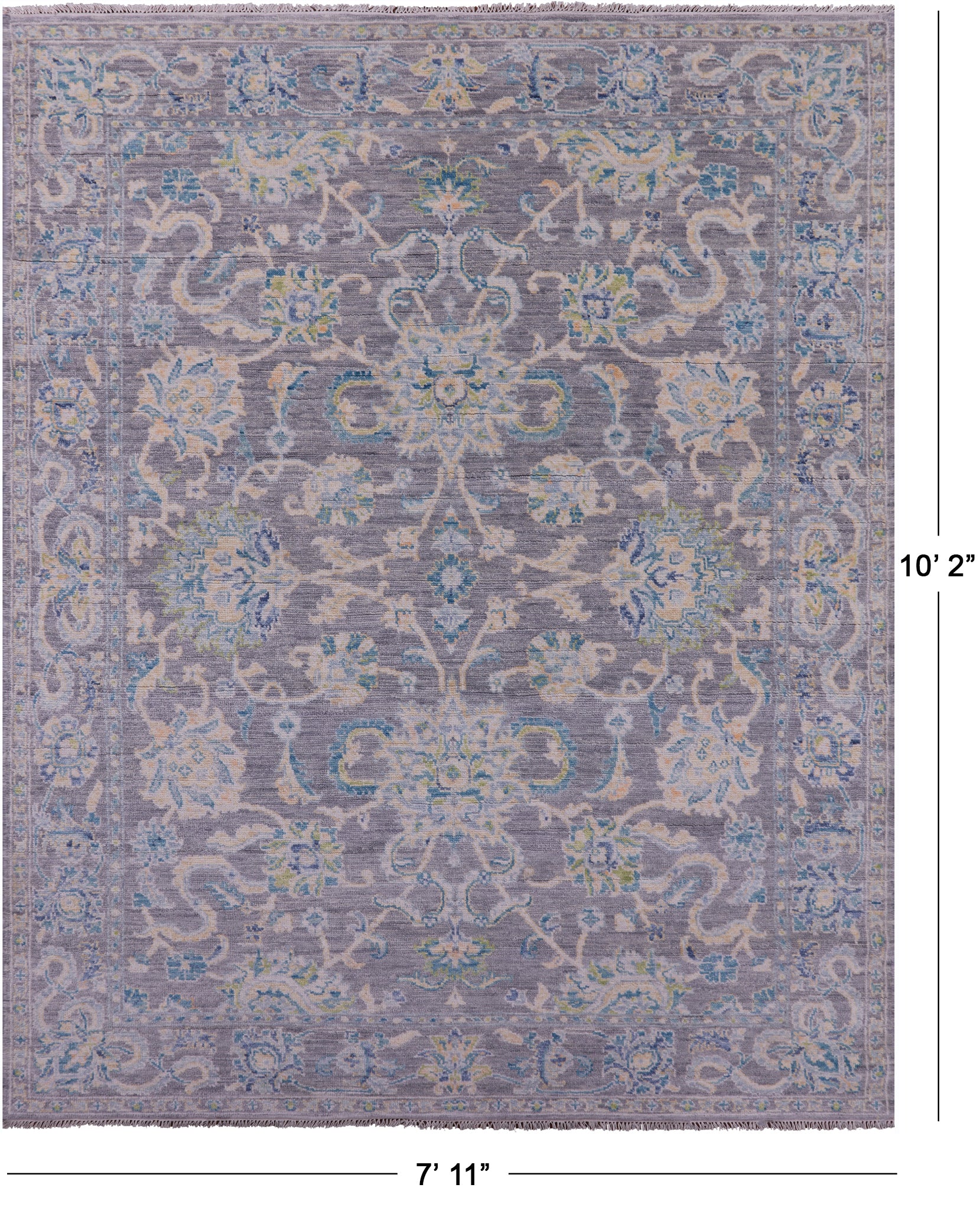 Grey Persian Tabriz Hand Knotted Wool Rug - 7' 11" X 10' 2" - Golden Nile