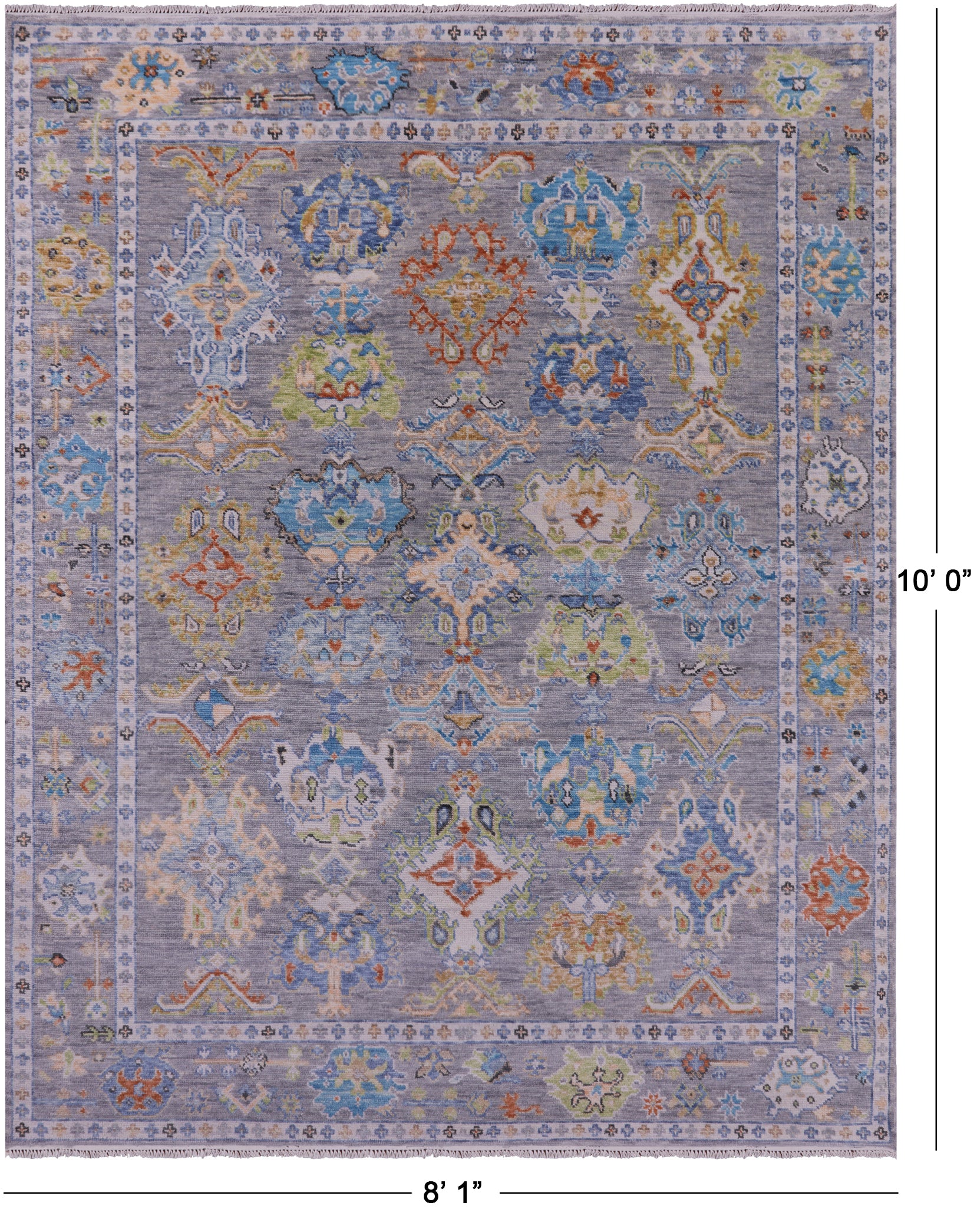 Grey Turkish Oushak Hand Knotted Wool Rug - 8' 1" X 10' 0" - Golden Nile