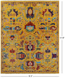Gold Heriz Serapi Hand Knotted Wool Rug - 9' 2" X 11' 8" - Golden Nile