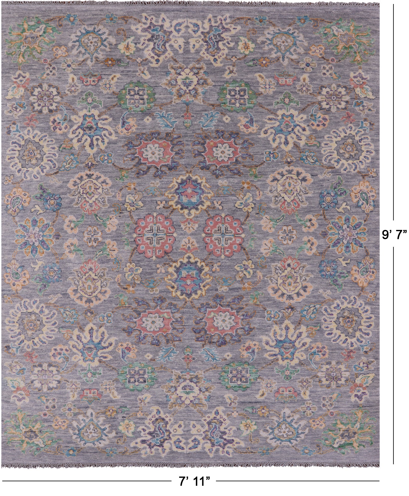 Grey Turkish Oushak Hand Knotted Wool Rug - 7' 11" X 9' 7" - Golden Nile
