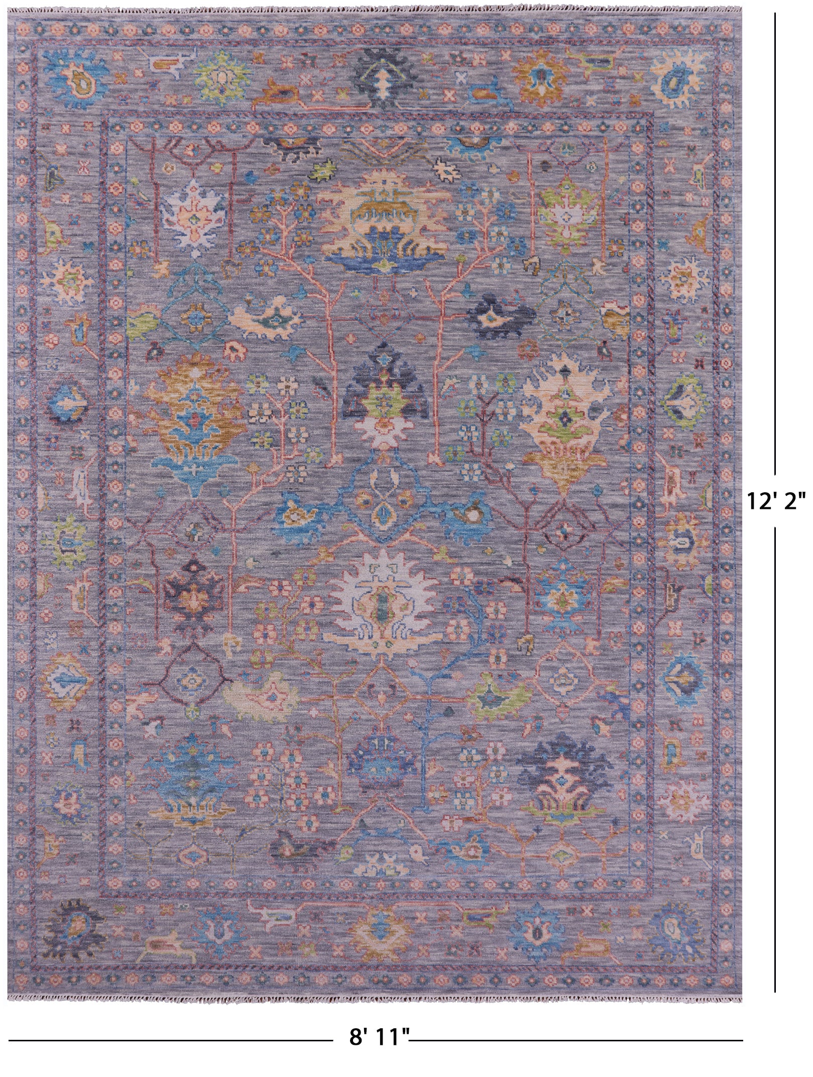 Grey Turkish Oushak Hand Knotted Wool Rug - 8' 11" X 12' 2" - Golden Nile