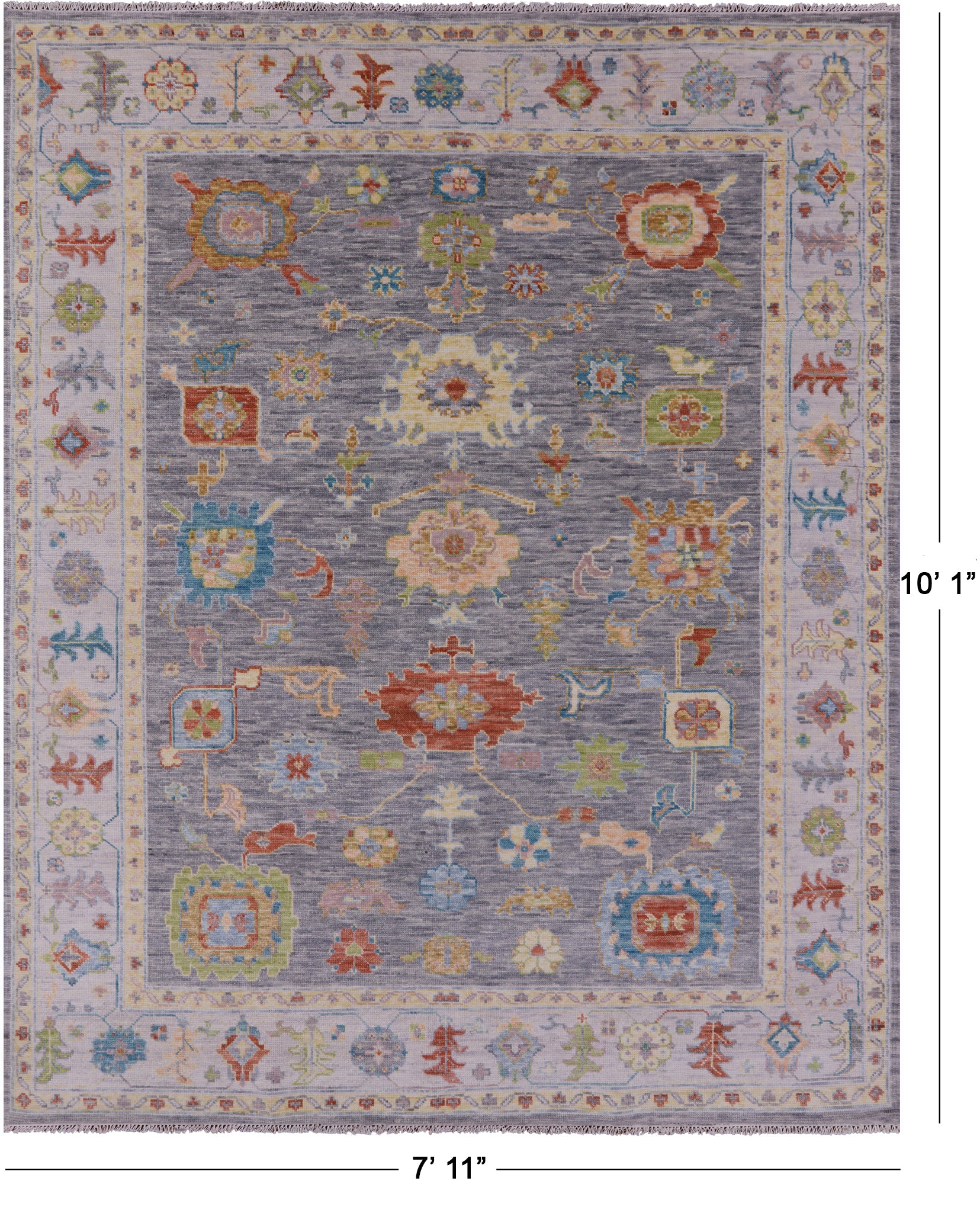 Grey Turkish Oushak Hand Knotted Wool Rug - 7' 11" X 10' 1" - Golden Nile
