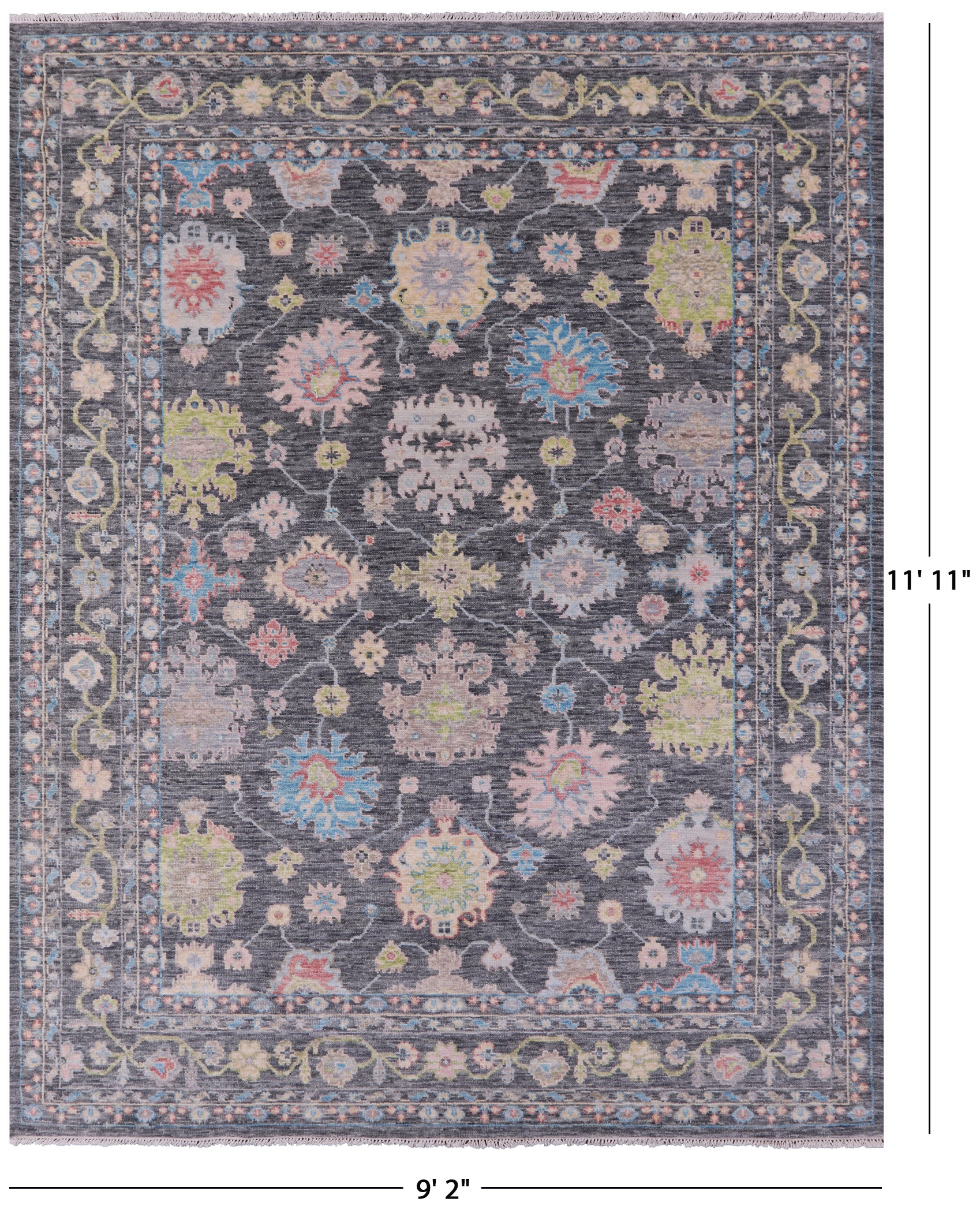 Grey Turkish Oushak Hand Knotted Wool Rug - 9' 2" X 11' 11" - Golden Nile