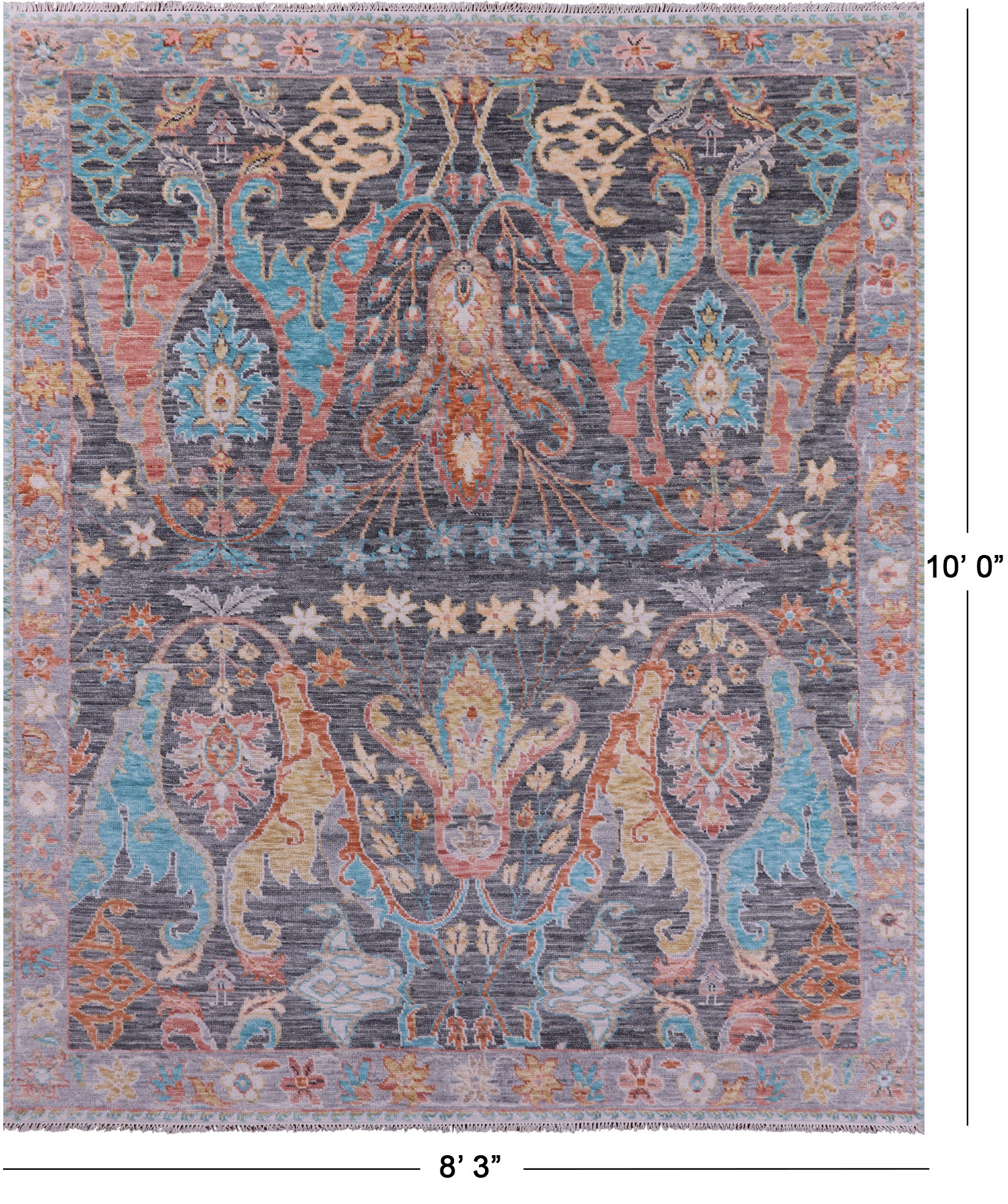 Grey Turkish Oushak Hand Knotted Wool Rug - 8' 3" X 10' 0" - Golden Nile