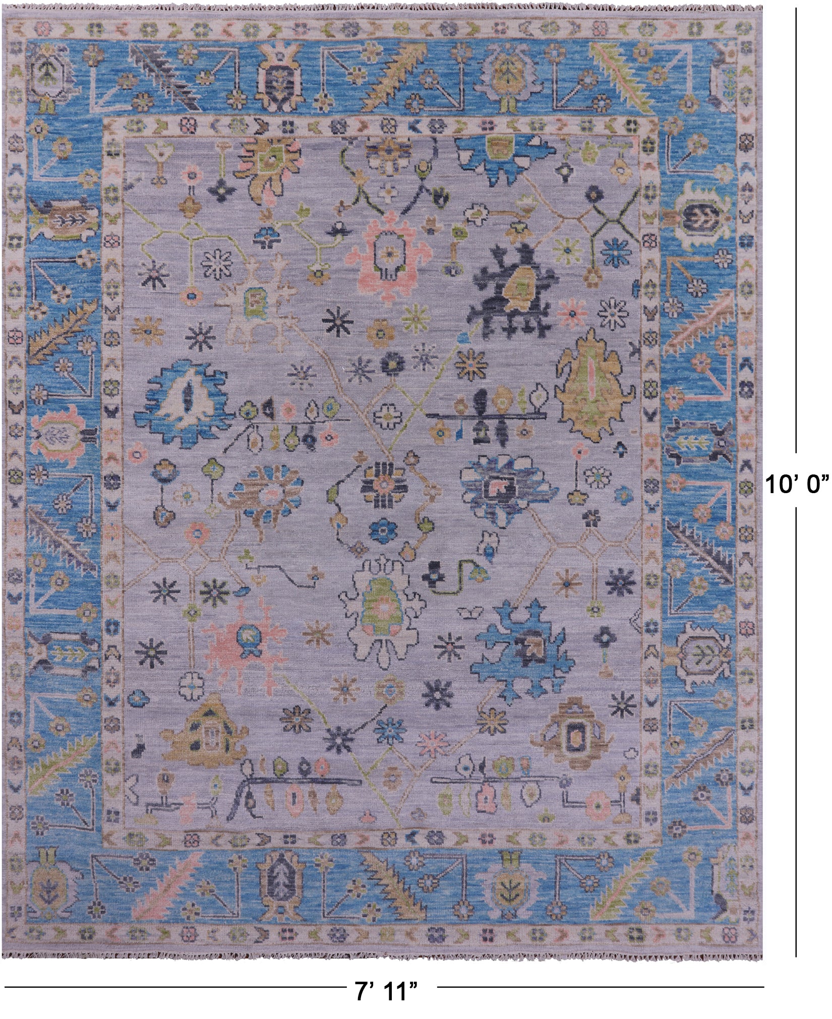Grey Turkish Oushak Hand Knotted Wool Rug - 7' 11" X 10' 0" - Golden Nile
