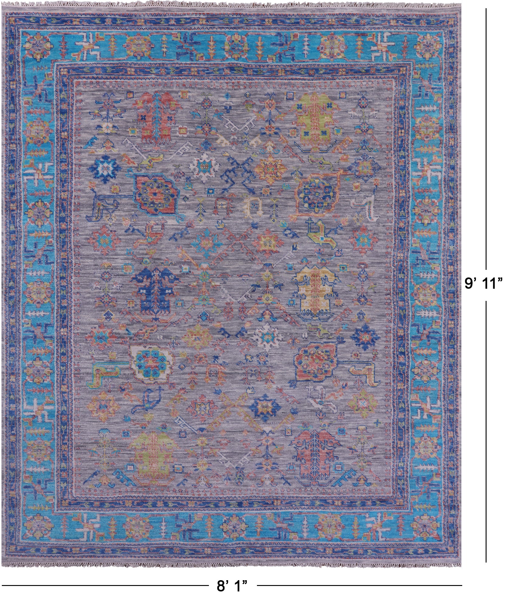 Grey Heriz Serapi Hand Knotted Wool Rug - 8' 1" X 9' 11" - Golden Nile