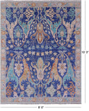 Blue Turkish Oushak Hand Knotted Wool Rug - 8' 0" X 10' 3" - Golden Nile