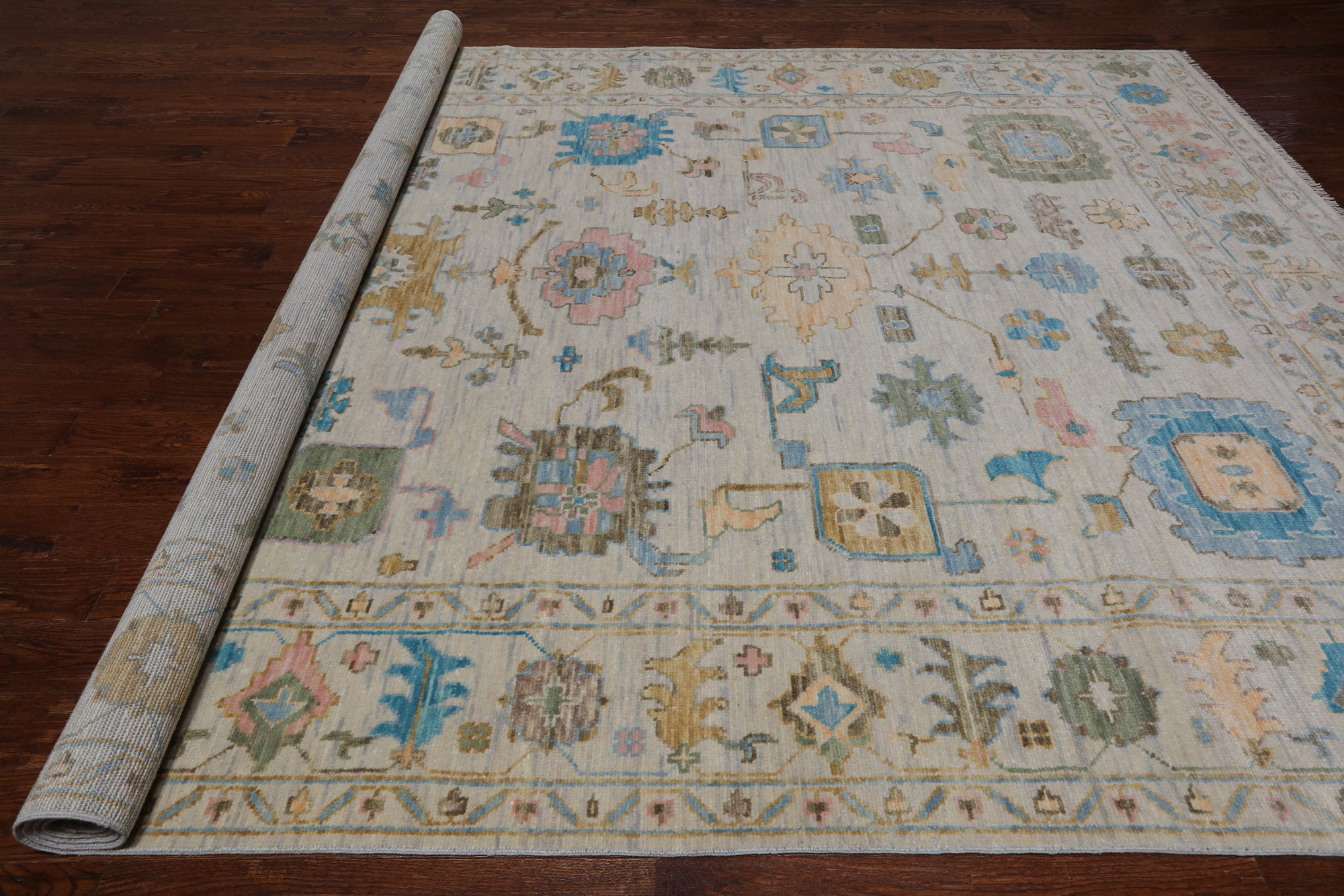 SUPER SALE Ivory Turkish Oushak Handmade Wool Rug - 9' 2" X 12' 0"