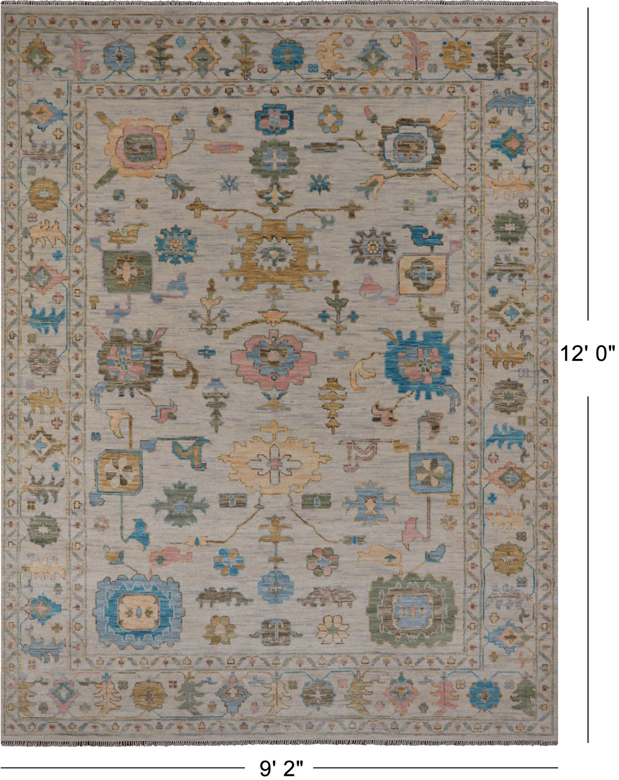 SUPER SALE Ivory Turkish Oushak Handmade Wool Rug - 9' 2" X 12' 0"