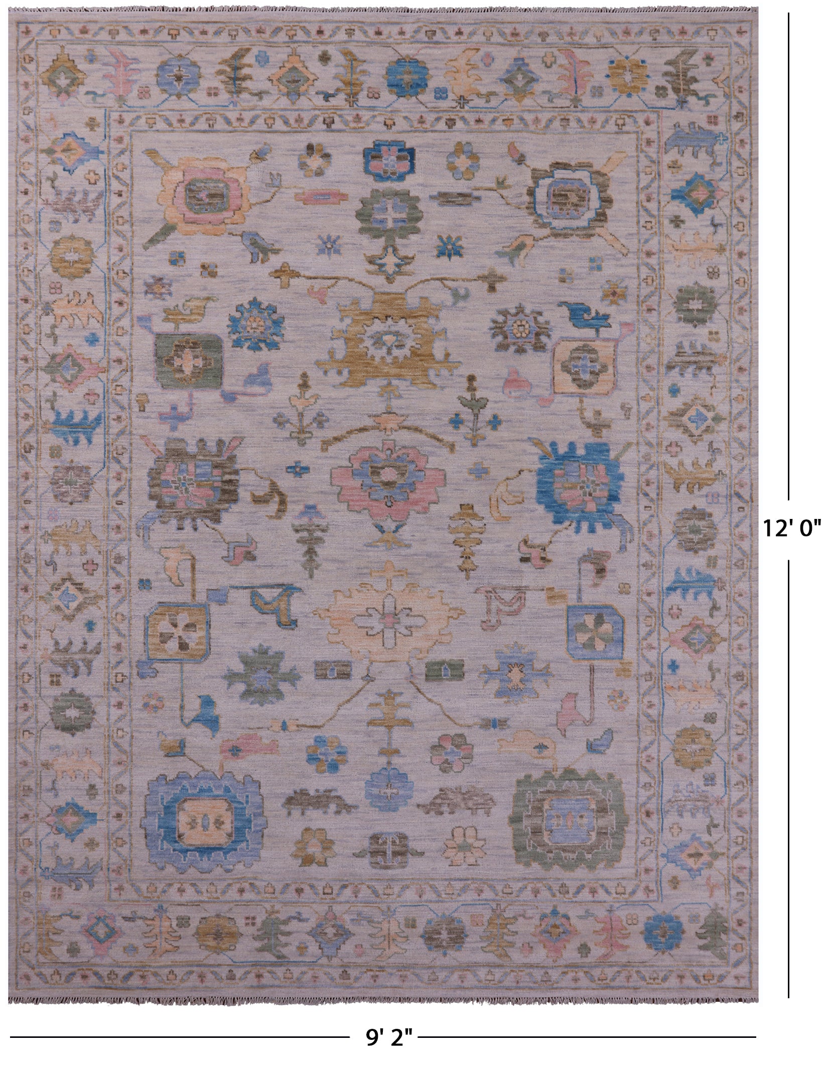 Ivory Turkish Oushak Handmade Wool Rug - 9' 2" X 12' 0" - Golden Nile
