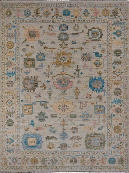 SUPER SALE Ivory Turkish Oushak Handmade Wool Rug - 9' 2" X 12' 0"
