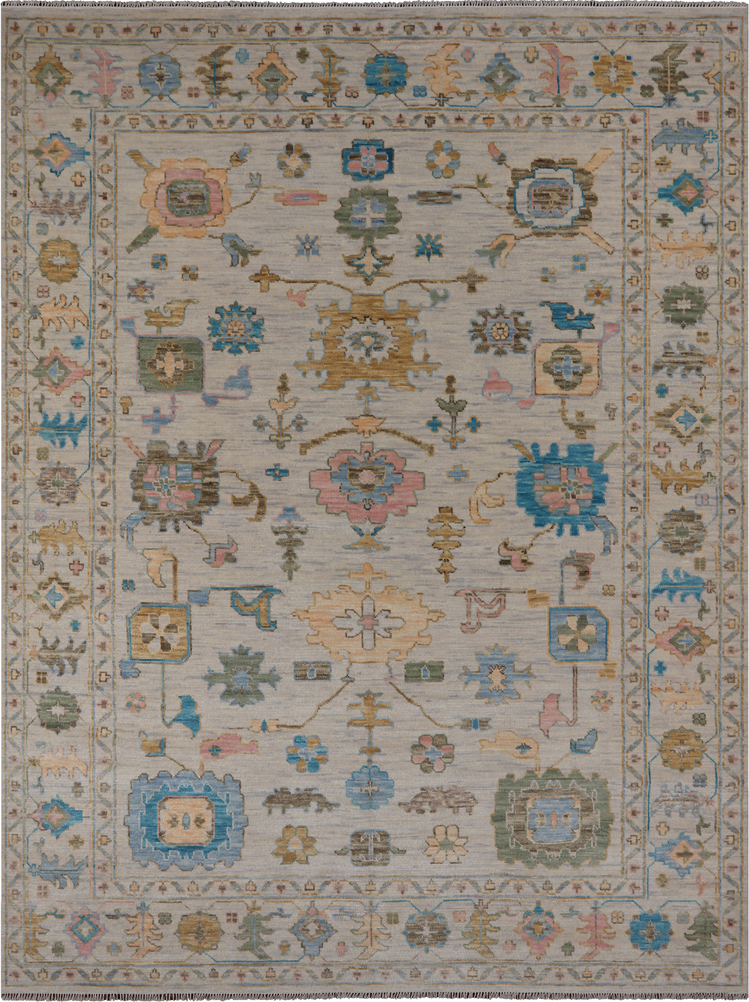 SUPER SALE Ivory Turkish Oushak Handmade Wool Rug - 9' 2" X 12' 0"