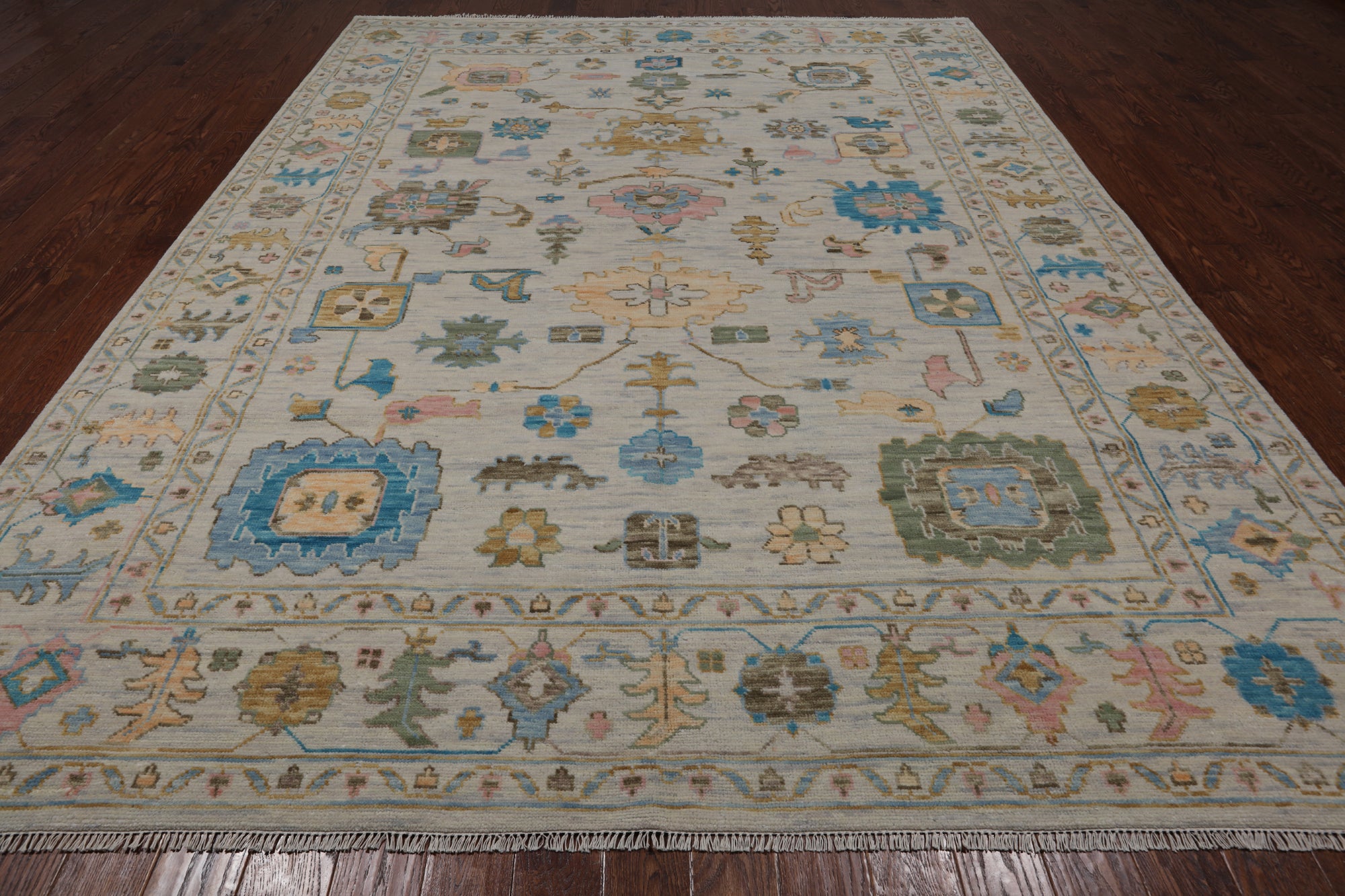 SUPER SALE Ivory Turkish Oushak Handmade Wool Rug - 9' 2" X 12' 0"
