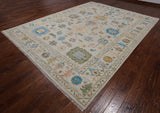 SUPER SALE Ivory Turkish Oushak Handmade Wool Rug - 9' 2" X 12' 0"