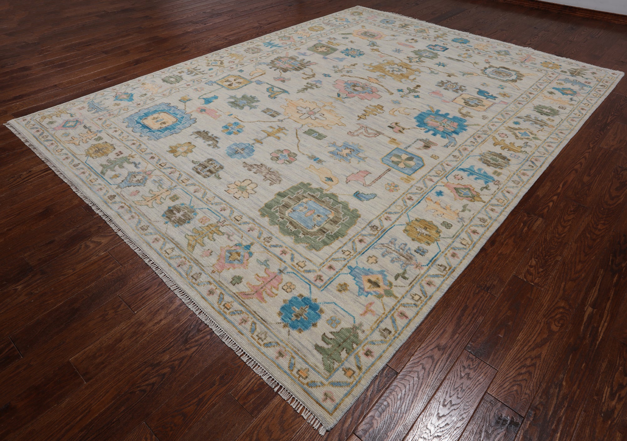 SUPER SALE Ivory Turkish Oushak Handmade Wool Rug - 9' 2" X 12' 0"