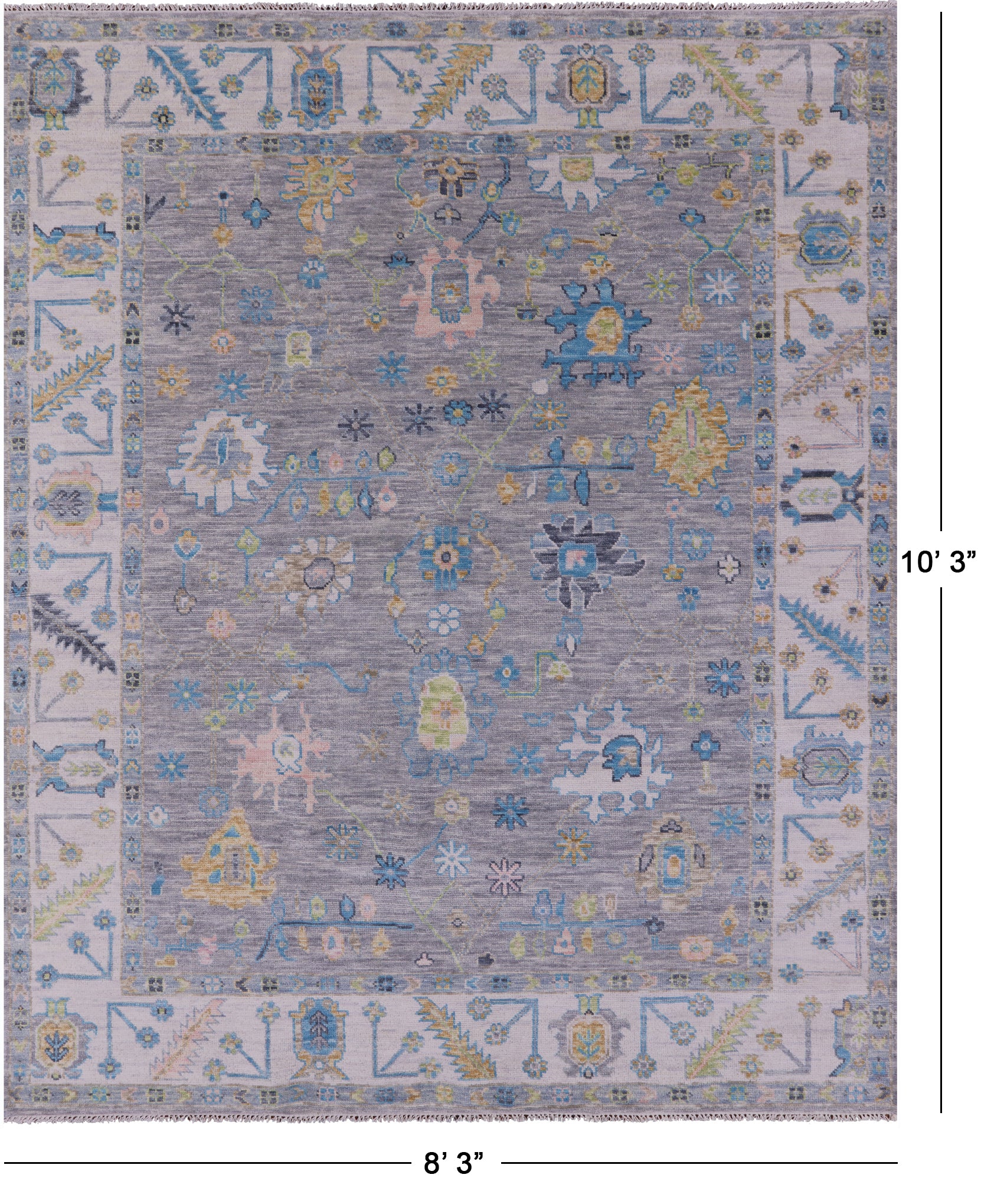 Grey Turkish Oushak Hand Knotted Wool Rug - 8' 3" X 10' 3" - Golden Nile