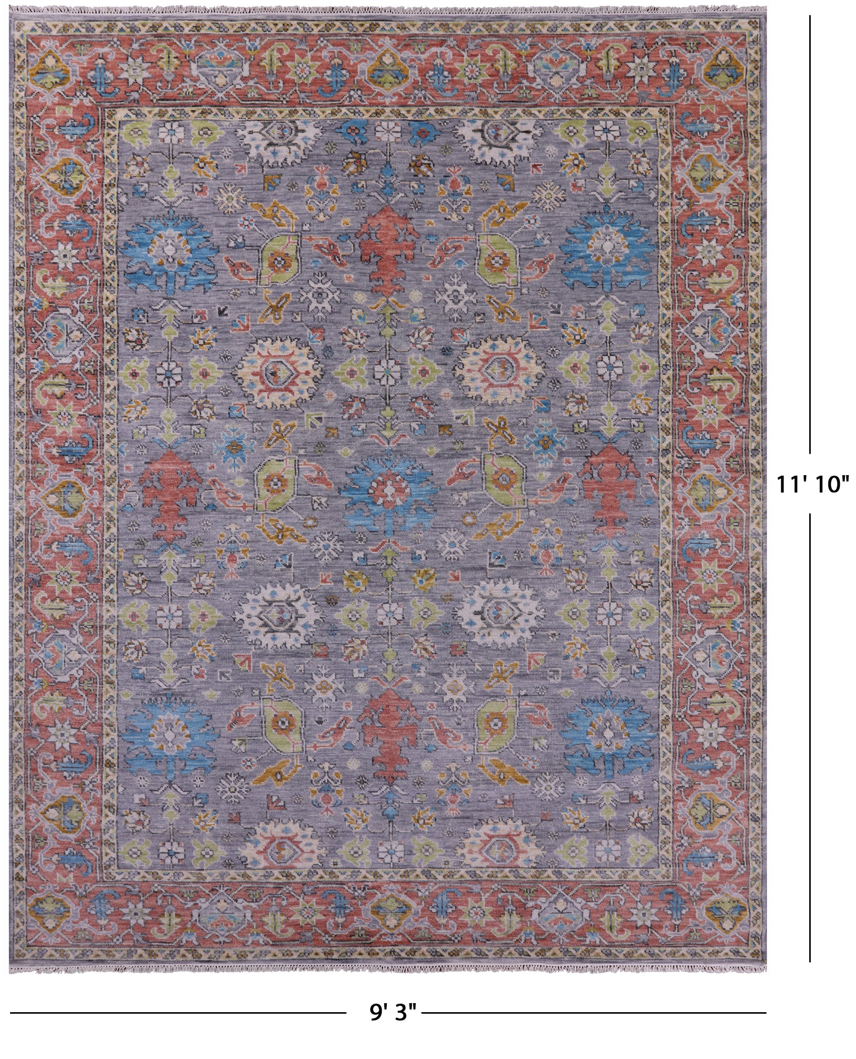 Grey Heriz Serapi Hand Knotted Wool Rug - 9' 3" X 11' 10" - Golden Nile
