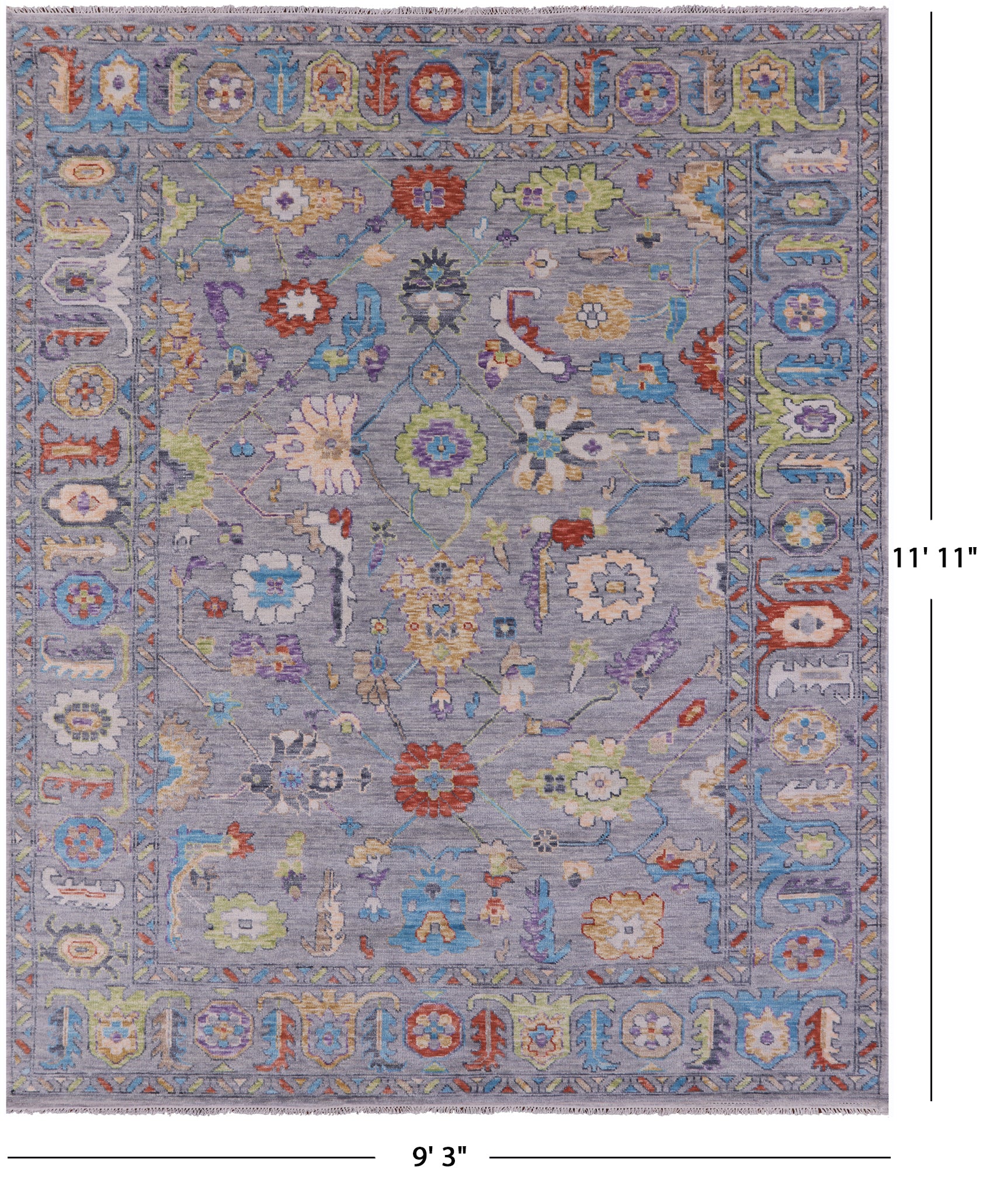 Grey Turkish Oushak Handmade Wool Rug - 9' 3" X 11' 11" - Golden Nile