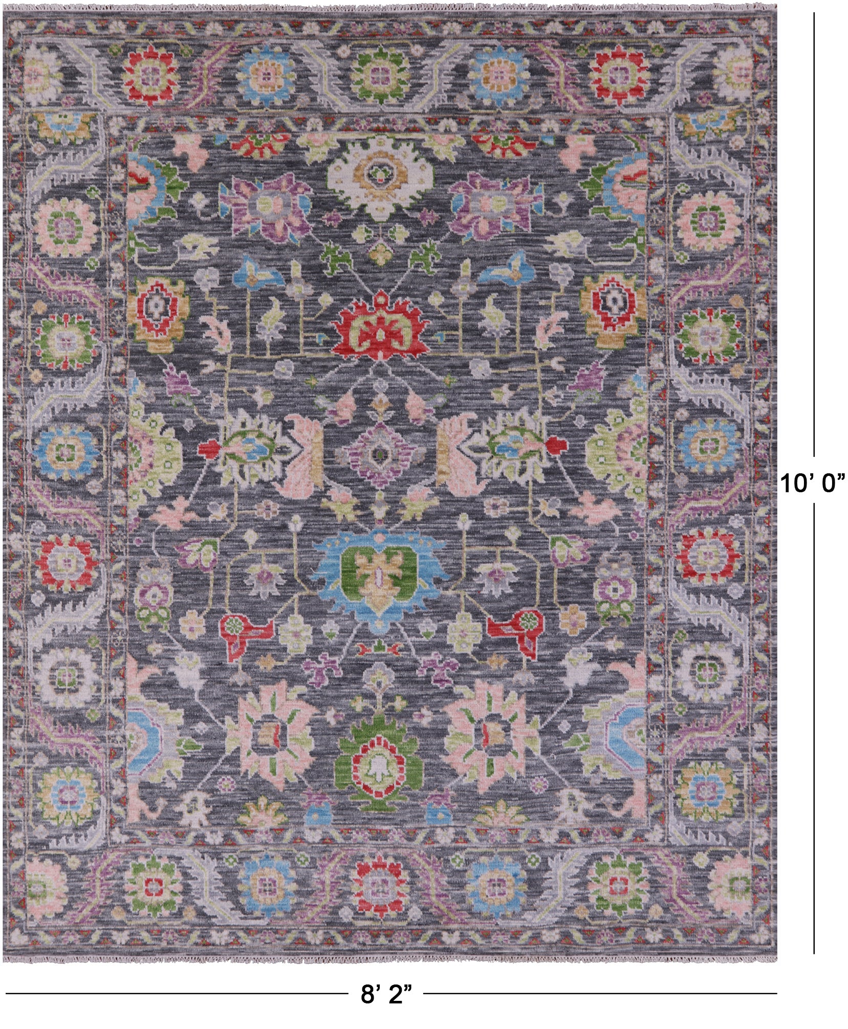 Grey Turkish Oushak Hand Knotted Wool Rug - 8' 2" X 10' 0" - Golden Nile