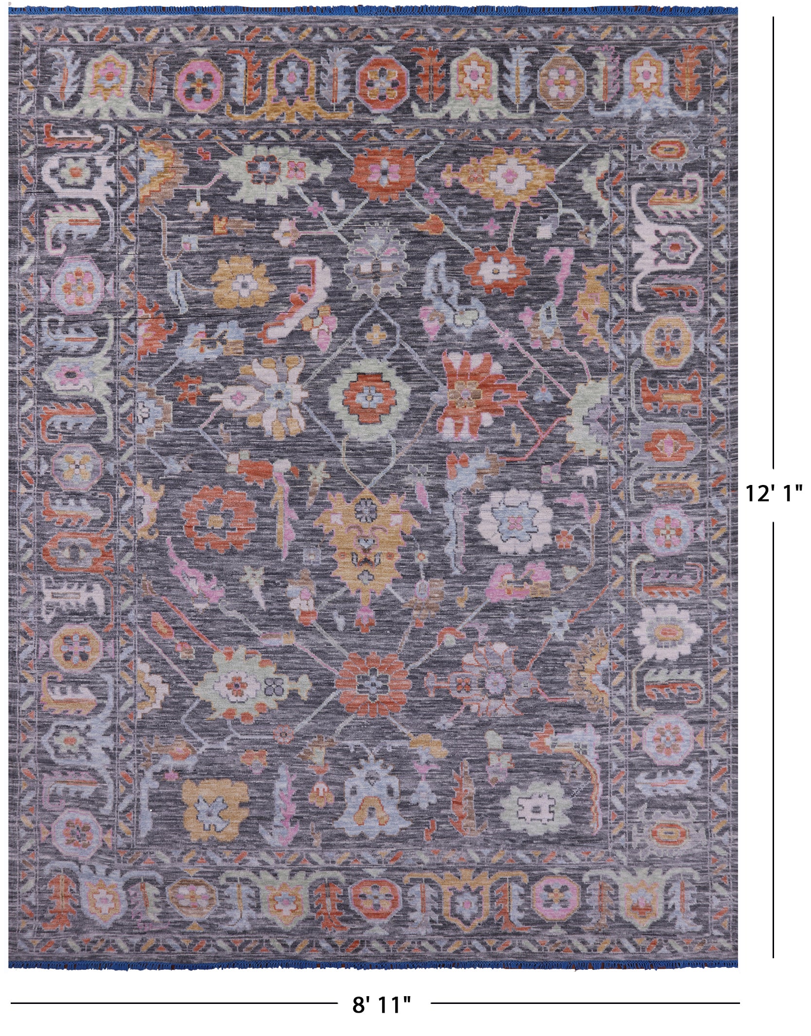 Grey Turkish Oushak Hand Knotted Wool Rug - 8' 11" X 12' 1" - Golden Nile