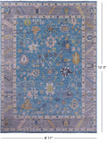 Blue Turkish Oushak Handmade Wool Rug - 8' 11" X 12' 3" - Golden Nile