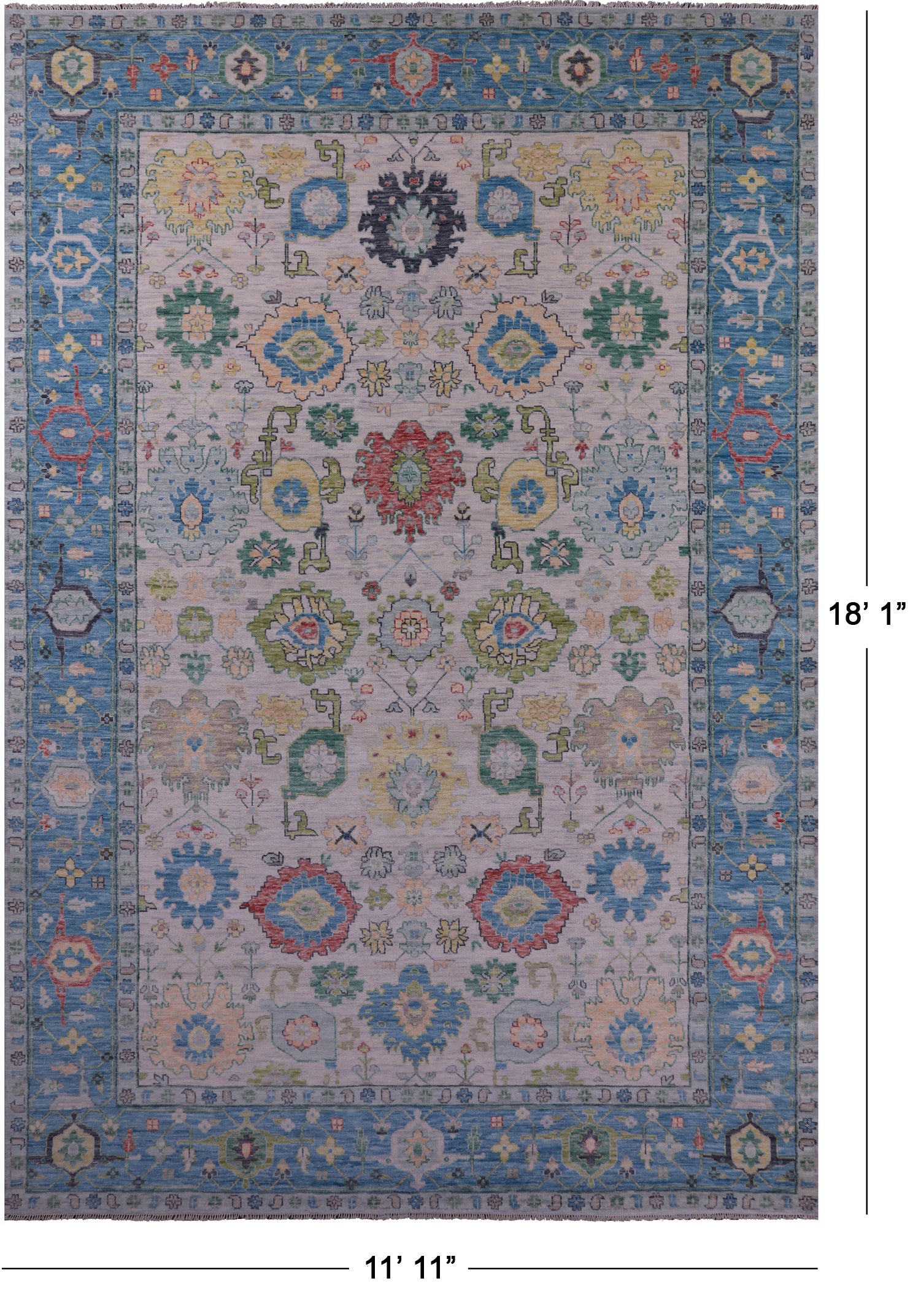 Grey Turkish Oushak Hand Knotted Wool Rug - 11' 11" X 18' 1" - Golden Nile