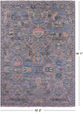 Grey Turkish Oushak Hand Knotted Wool Rug - 10' 2" X 14' 1" - Golden Nile
