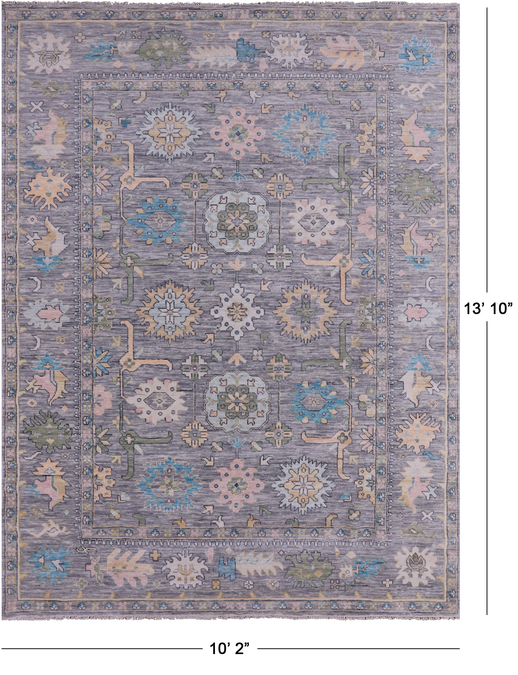 Grey Turkish Oushak Handmade Wool Rug - 10' 2" X 13' 10" - Golden Nile