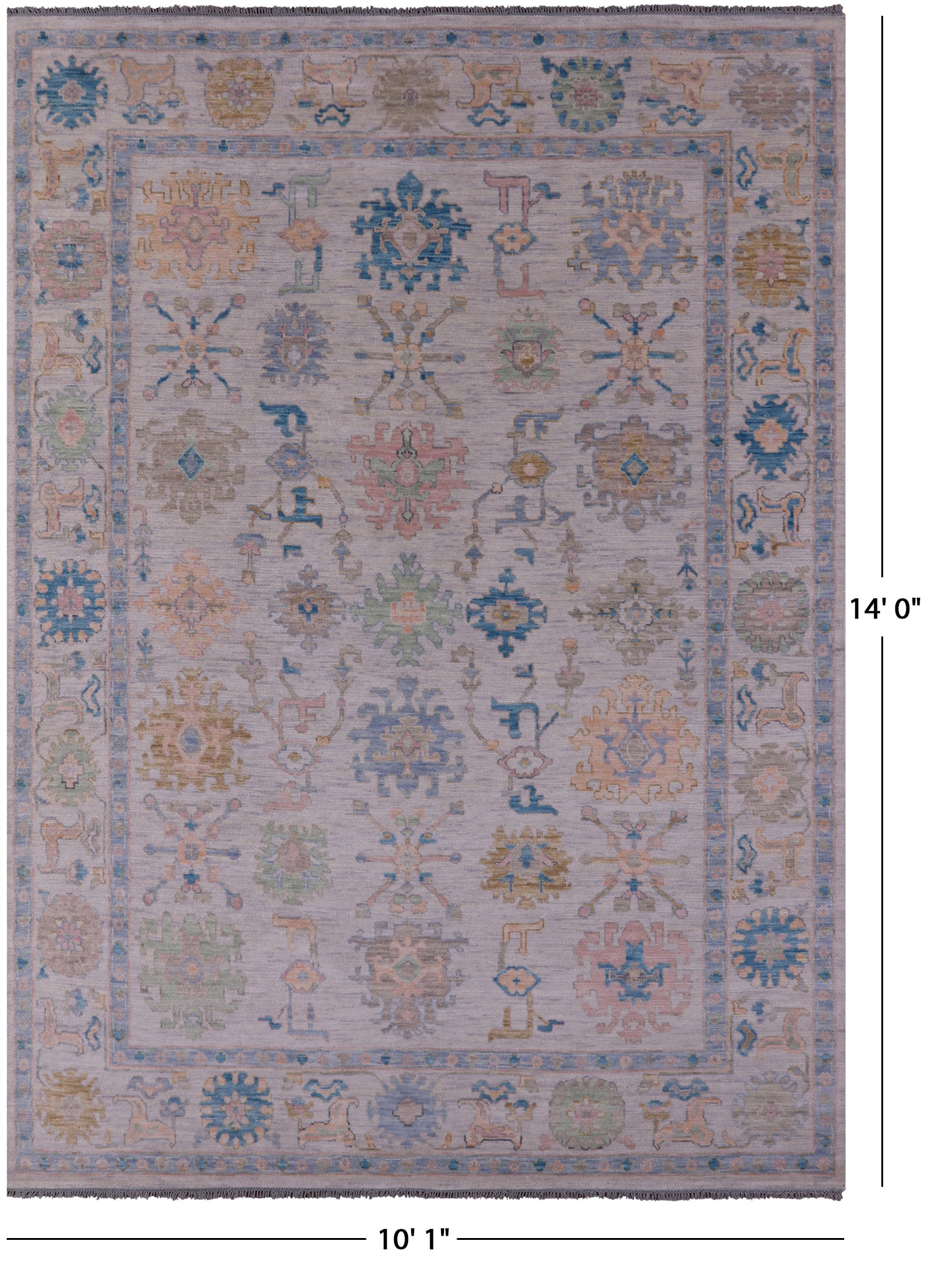 Ivory Turkish Oushak Hand Knotted Wool Rug - 10' 1" X 14' 0" - Golden Nile