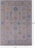 Ivory Turkish Oushak Hand Knotted Wool Rug - 10' 1" X 14' 0" - Golden Nile