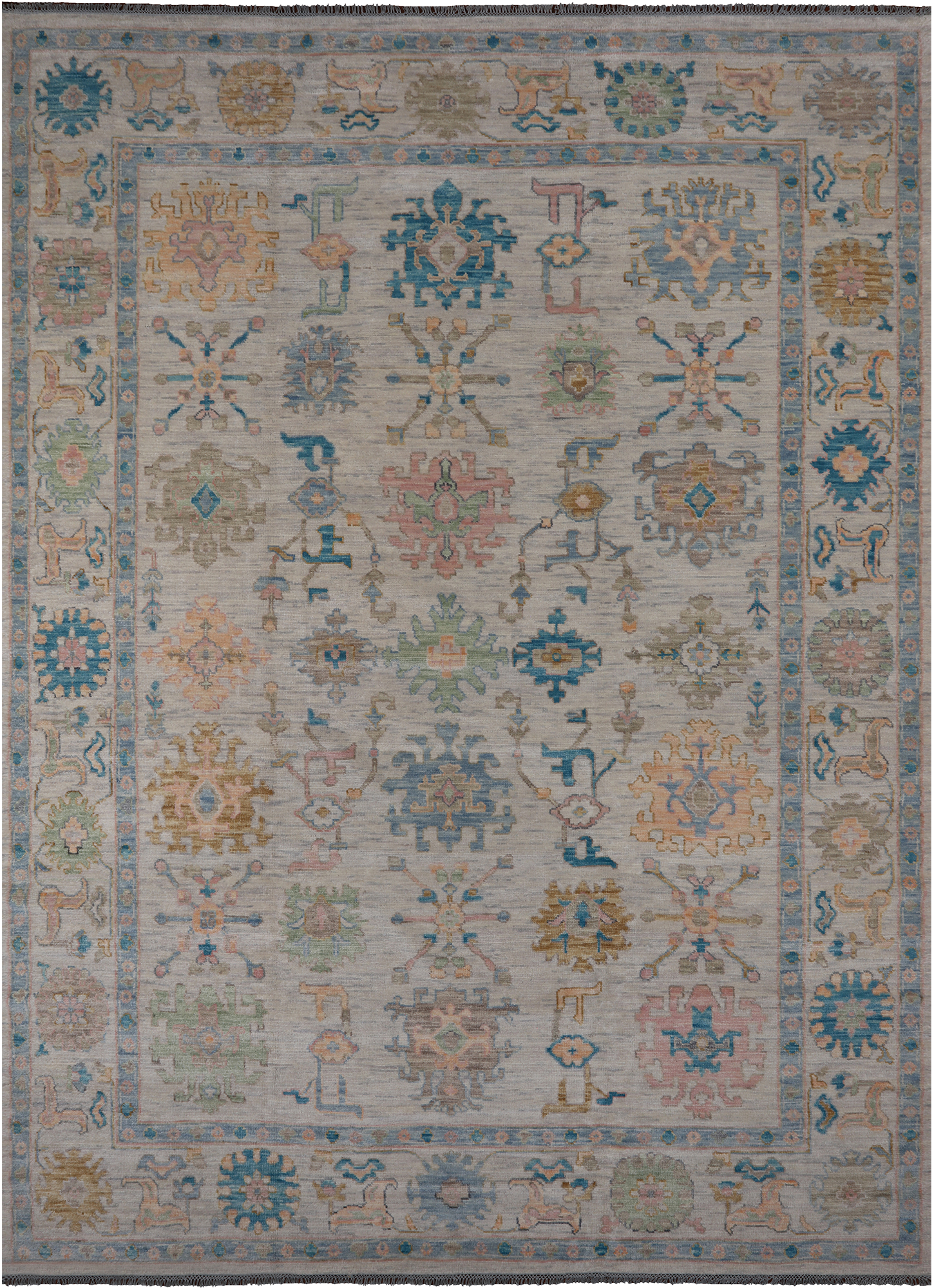 SUPER SALE Ivory Turkish Oushak Hand Knotted Wool Rug - 10' 1" X 14' 0"