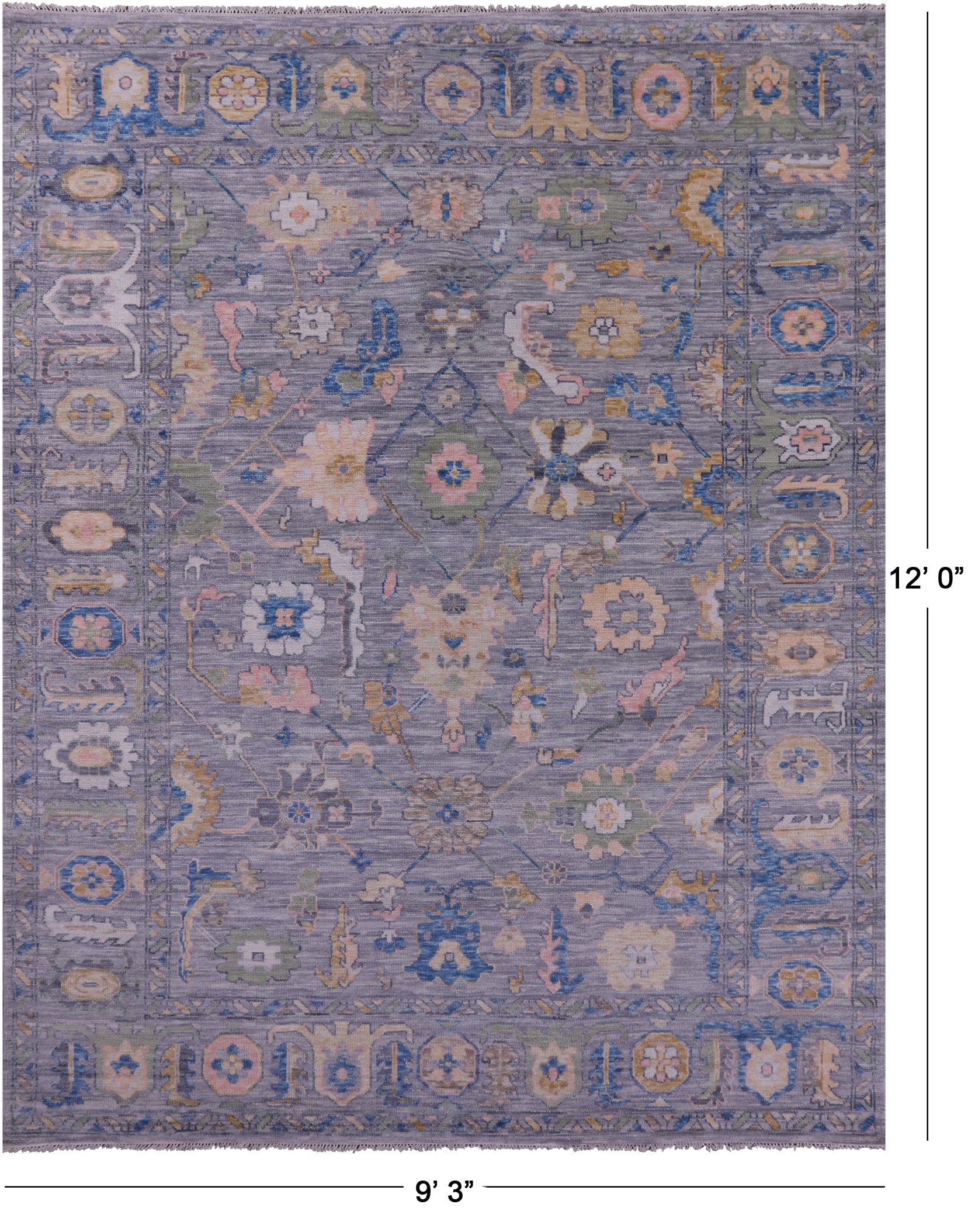 Grey Turkish Oushak Hand Knotted Wool Rug - 9' 3" X 12' 0" - Golden Nile