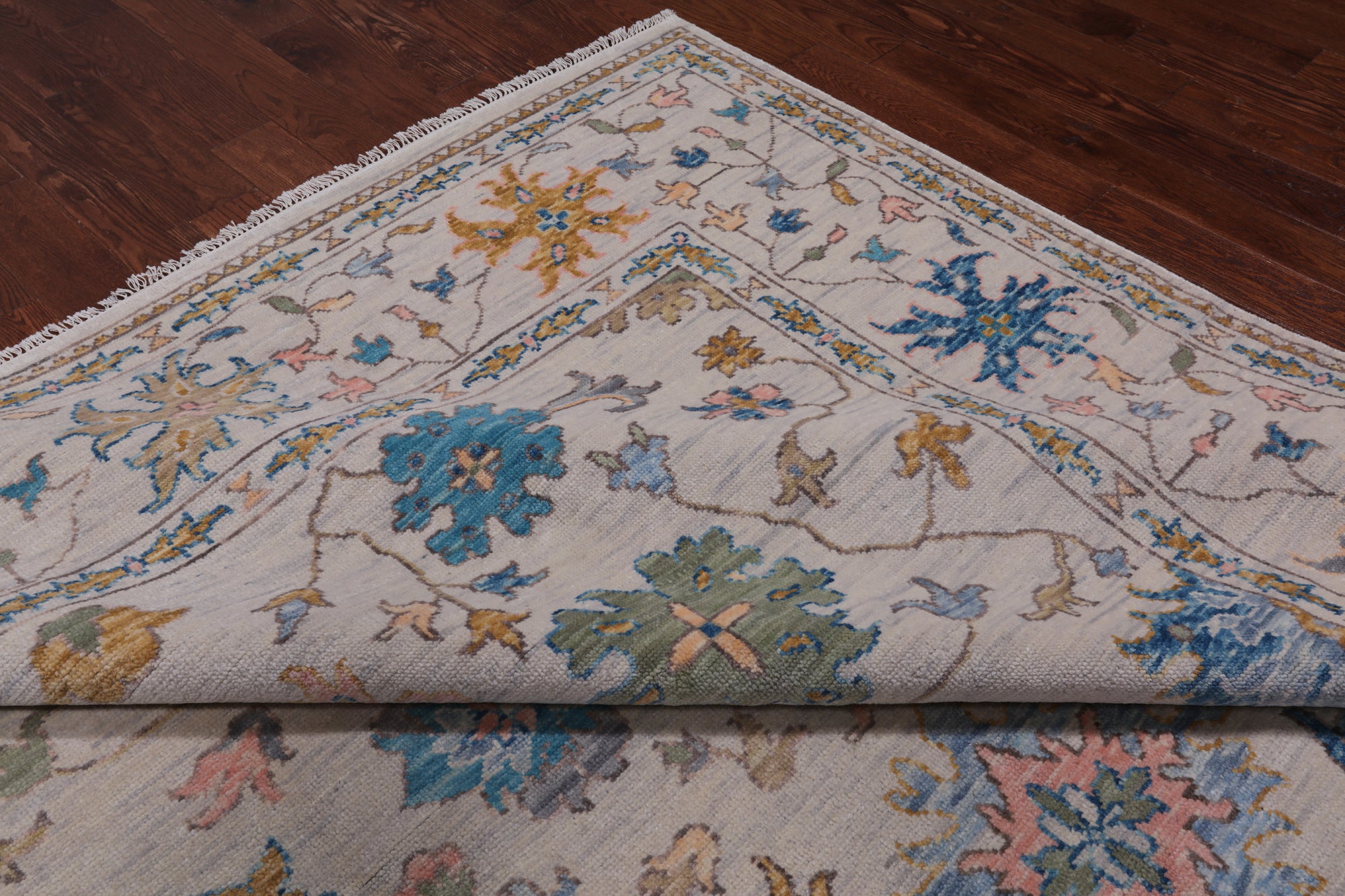 SUPER SALE Ivory Turkish Oushak Hand Knotted Wool Rug - 10' 0" X 14' 2"