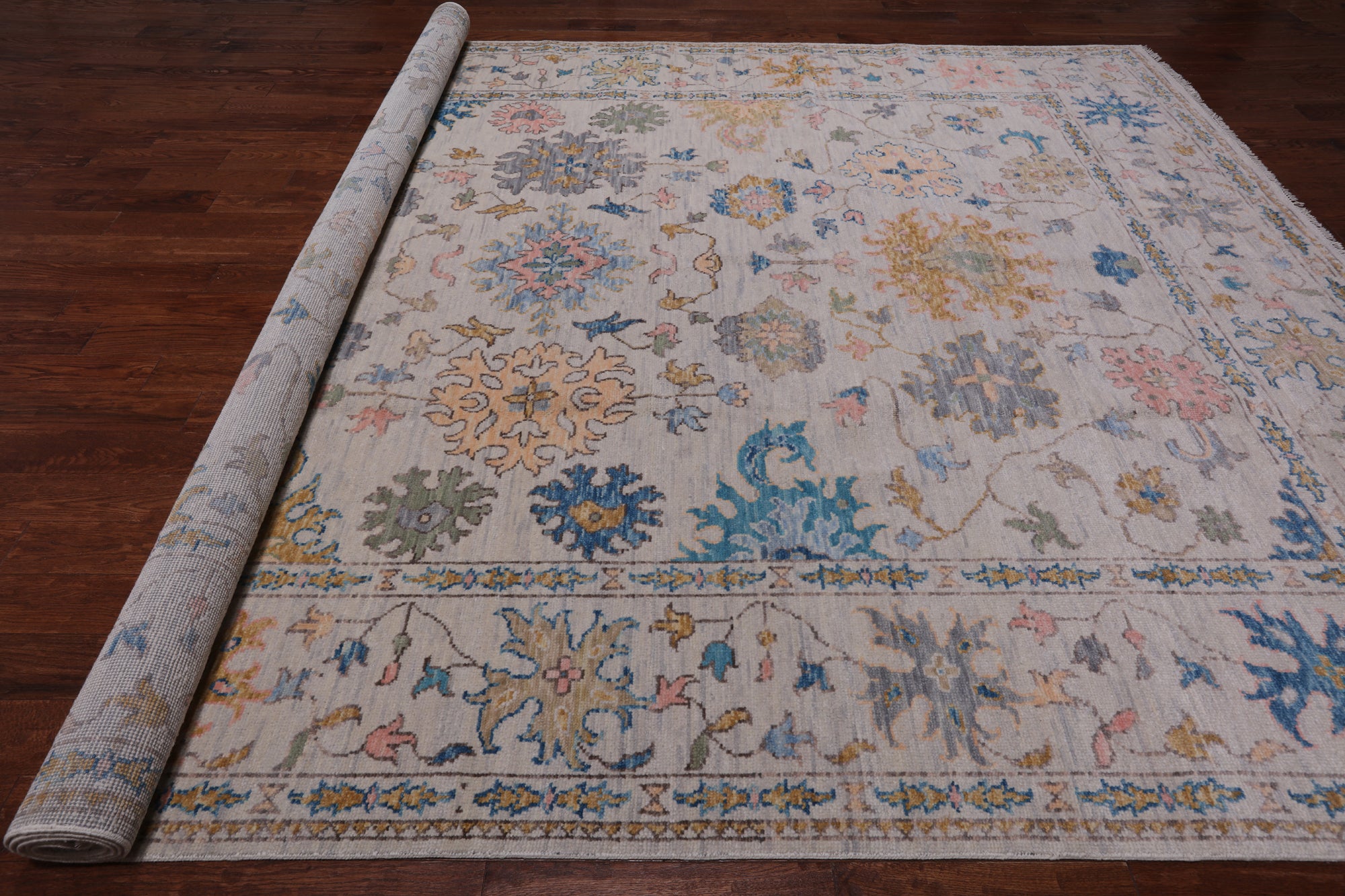 SUPER SALE Ivory Turkish Oushak Hand Knotted Wool Rug - 10' 0" X 14' 2"