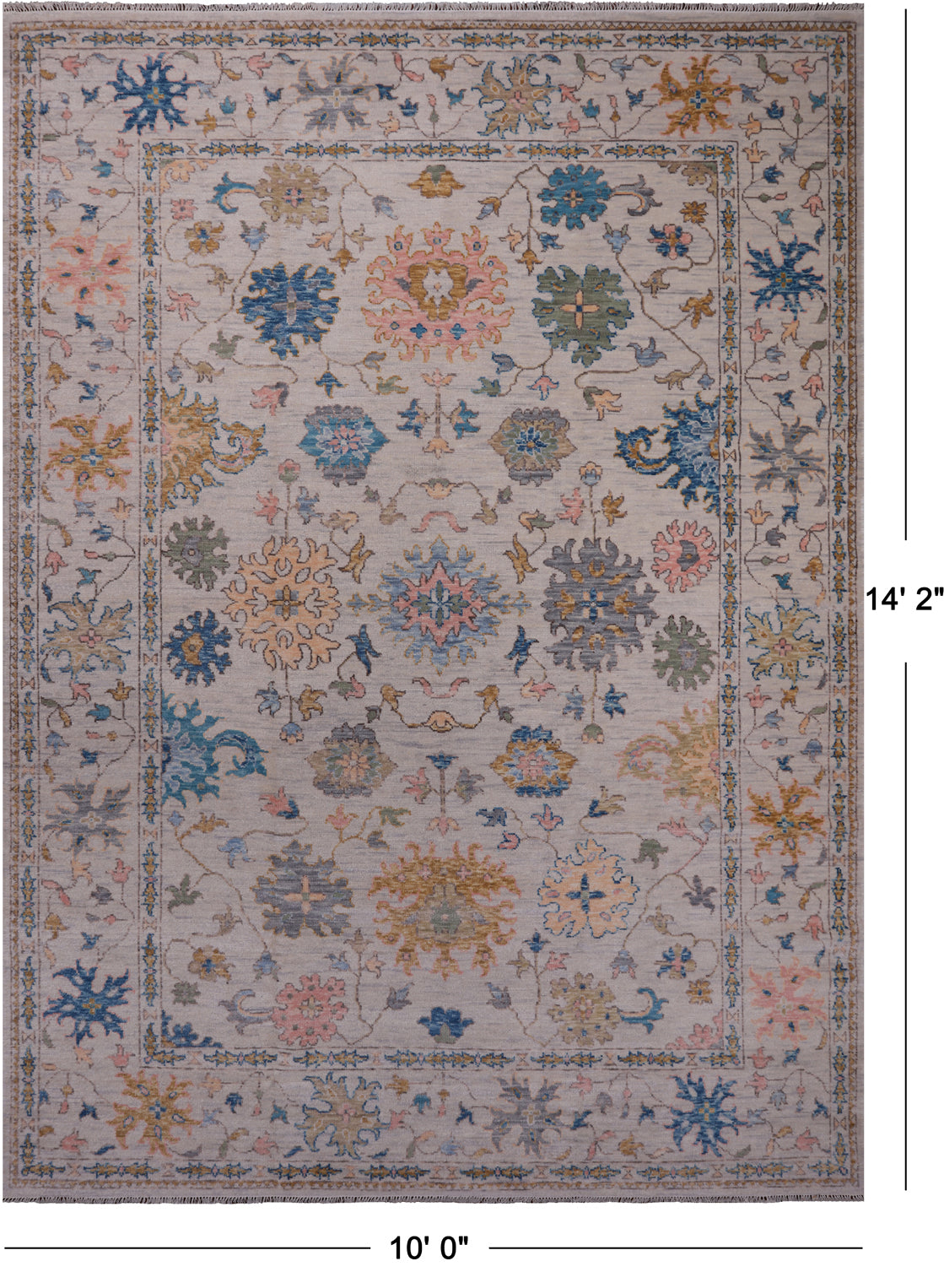SUPER SALE Ivory Turkish Oushak Hand Knotted Wool Rug - 10' 0" X 14' 2"