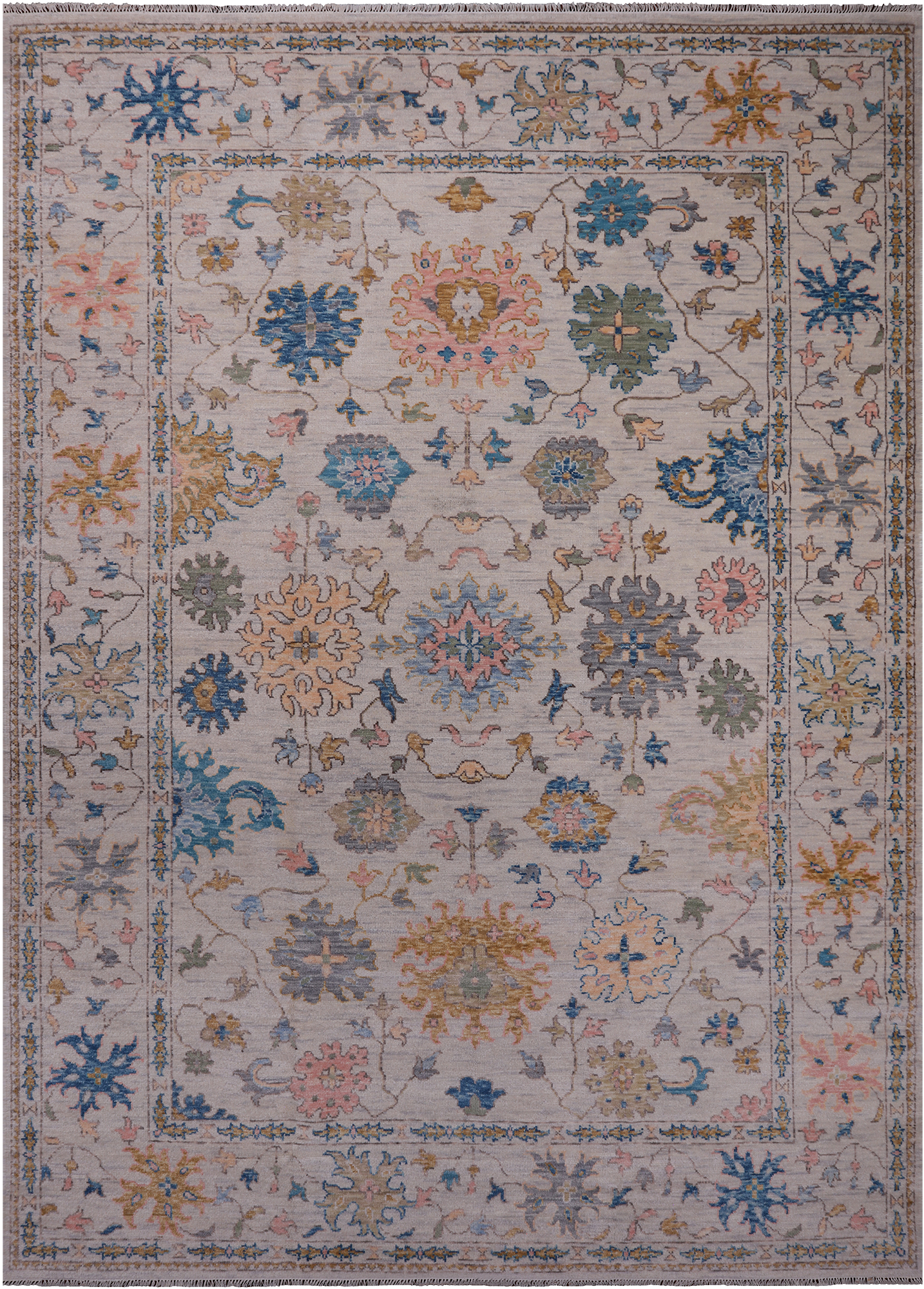 SUPER SALE Ivory Turkish Oushak Hand Knotted Wool Rug - 10' 0" X 14' 2"