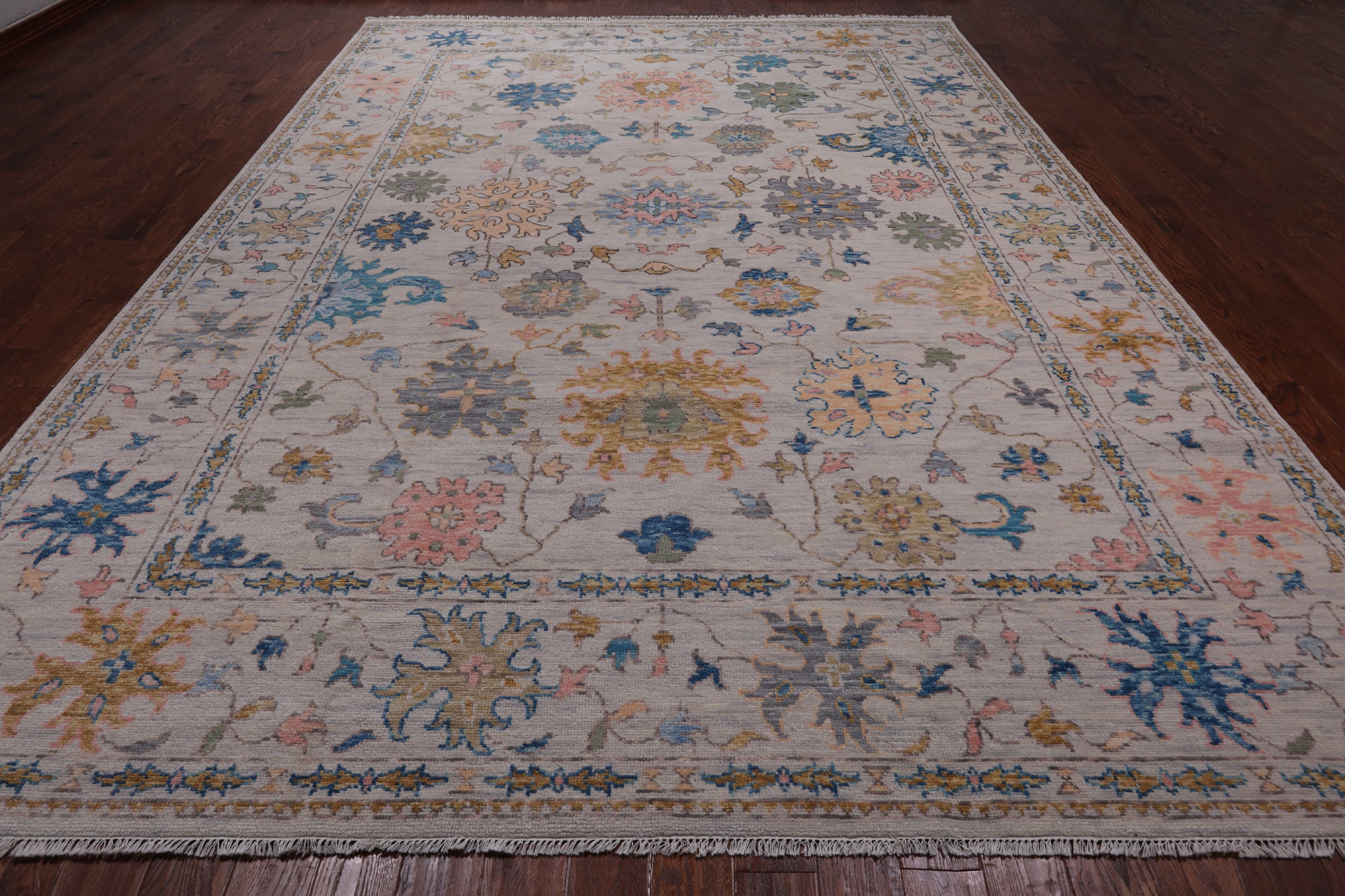 SUPER SALE Ivory Turkish Oushak Hand Knotted Wool Rug - 10' 0" X 14' 2"