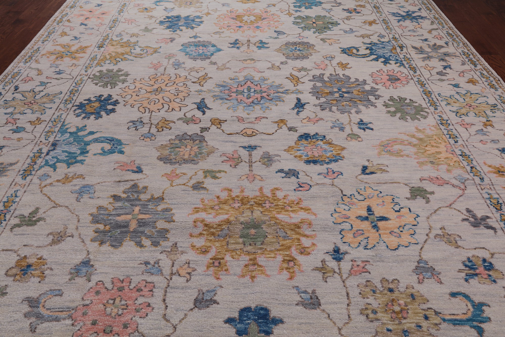 SUPER SALE Ivory Turkish Oushak Hand Knotted Wool Rug - 10' 0" X 14' 2"