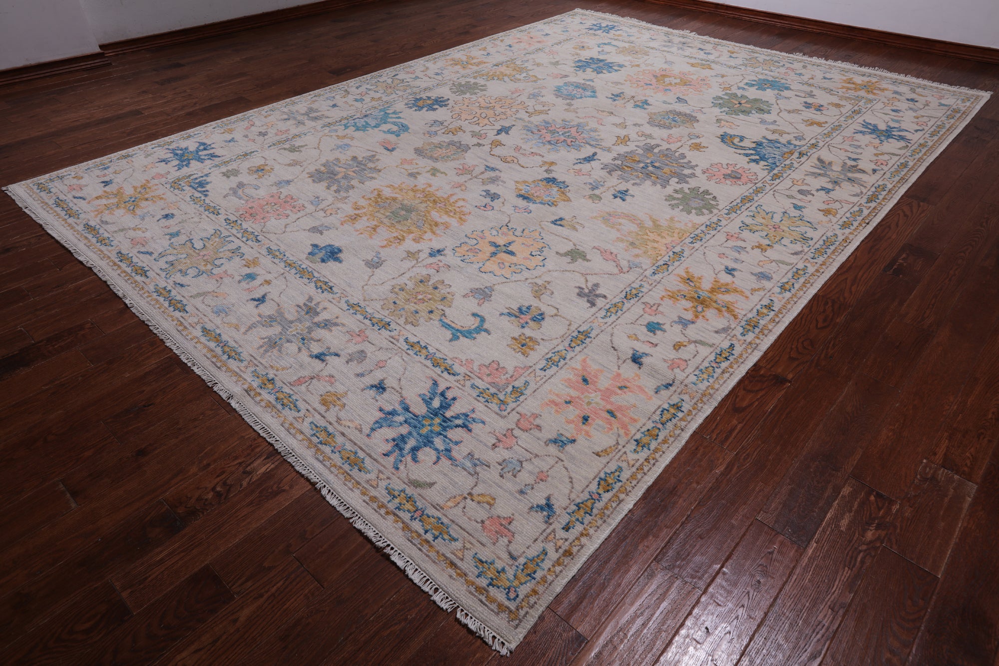 SUPER SALE Ivory Turkish Oushak Hand Knotted Wool Rug - 10' 0" X 14' 2"