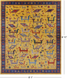 Gold Heriz Serapi Handmade Wool Rug - 8' 1" X 9' 11" - Golden Nile