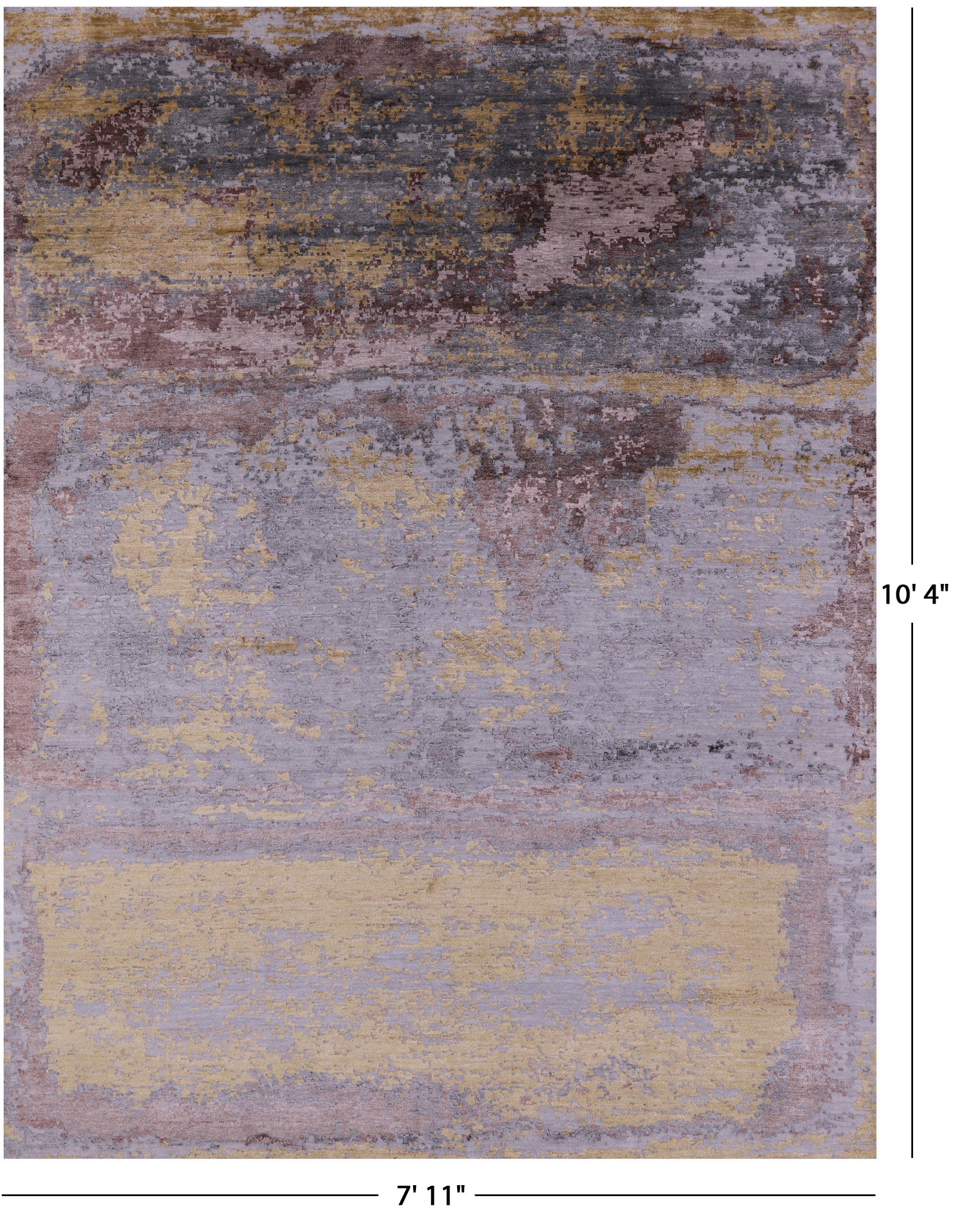 Abstract Contemporary Hand Knotted Wool & Silk Rug - 7' 11" X 10' 4" - Golden Nile